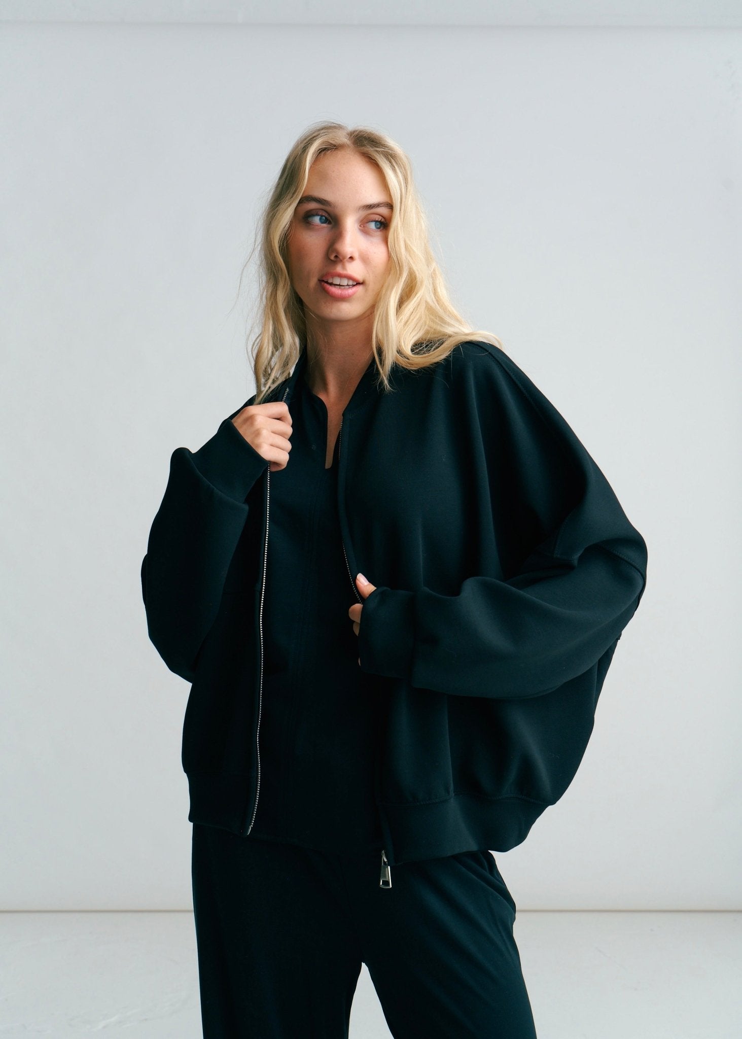 View our Malmö Oversized Zip Up Bomber Jacket In Black - by Tribute Store