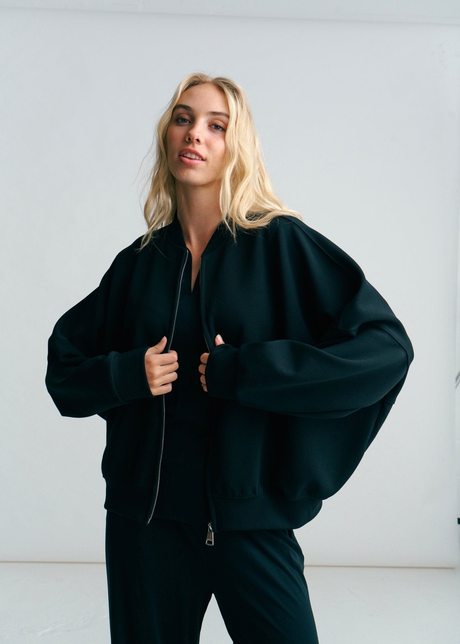 View our Malmö Oversized Zip Up Bomber Jacket In Black - by Tribute Store