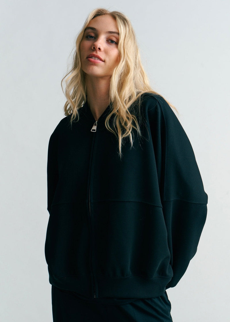 View our Malmö Oversized Zip Up Bomber Jacket In Black - by Tribute Store