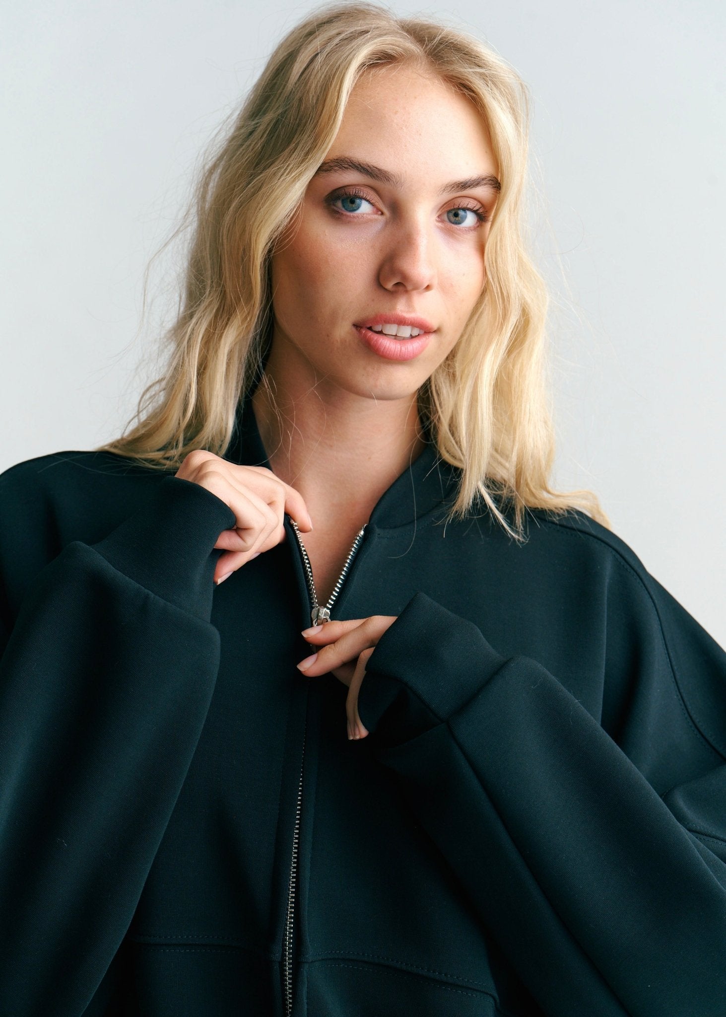View our Malmö Oversized Zip Up Bomber Jacket In Black - by Tribute Store