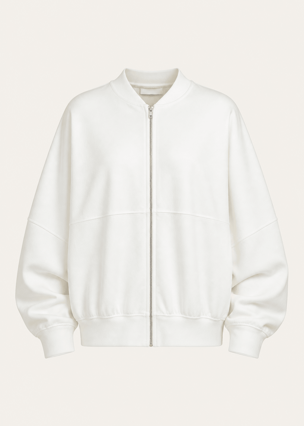 View our Malmö Oversized Zip Up Bomber Jacket In White - by Tribute Store