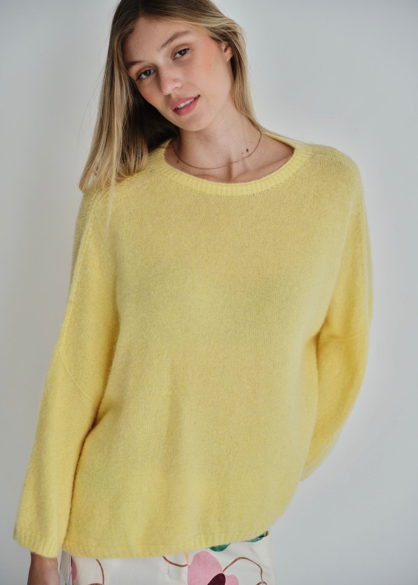 View our Manhattan Italian Cropped Sleeve Knit In Sunshine Yellow - by Tribute Store