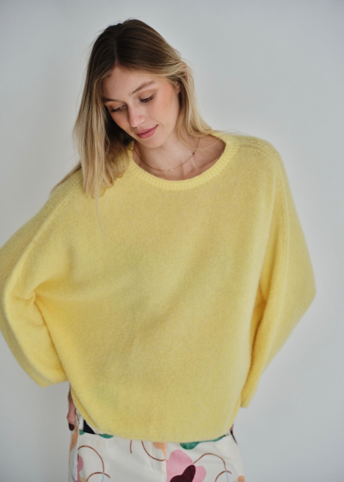 View our Manhattan Italian Cropped Sleeve Knit In Sunshine Yellow - by Tribute Store