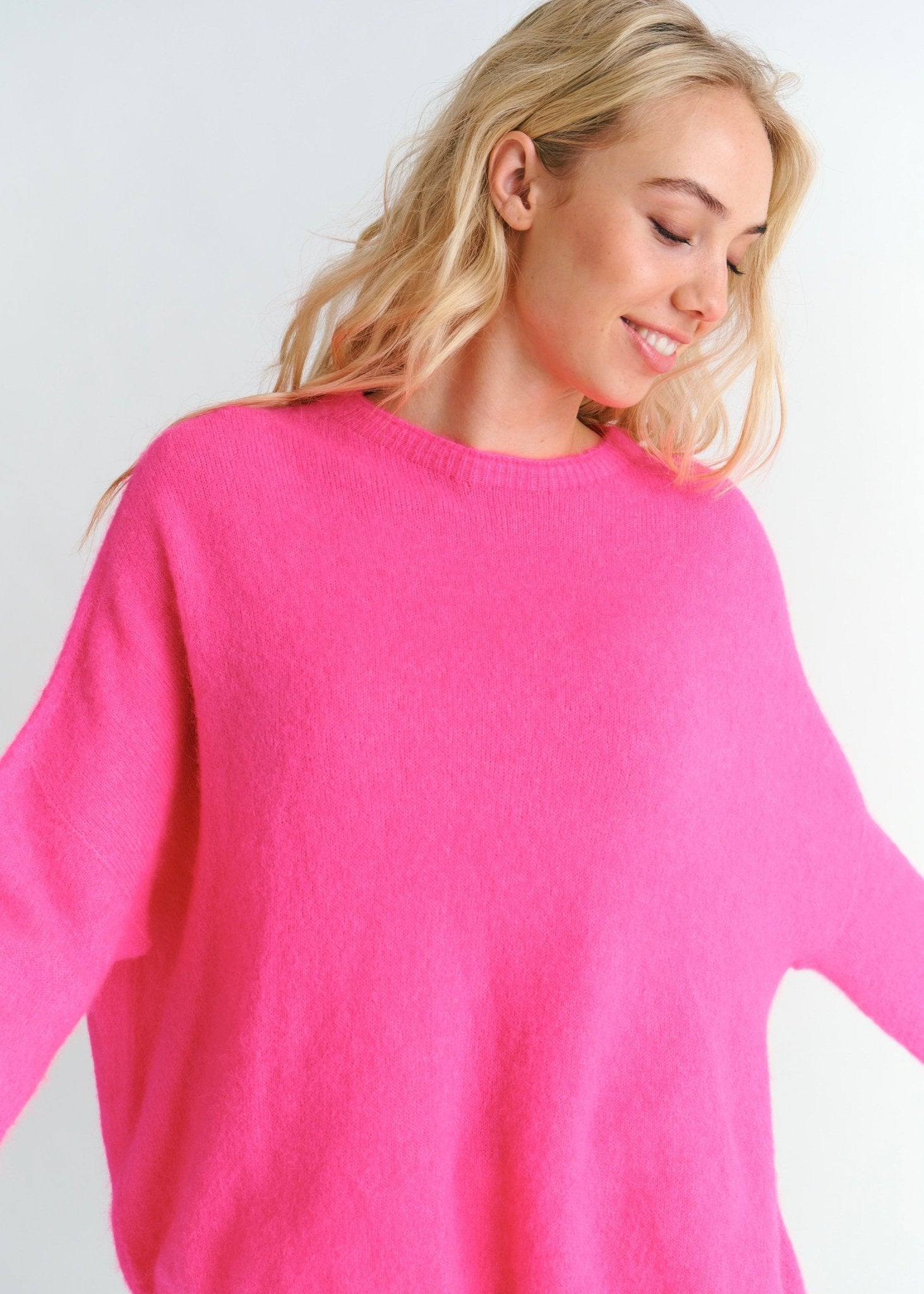 View our Manhattan Italian Oversized Knit In Lumo Pink - by Tribute Store