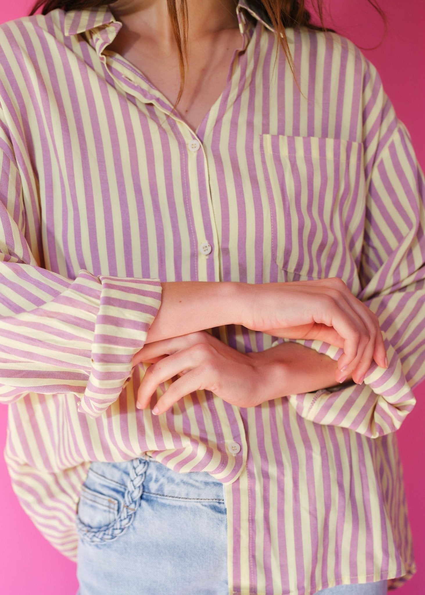 View our Marais Yellow and Blush Striped Summer Shirt - by Tribute Store