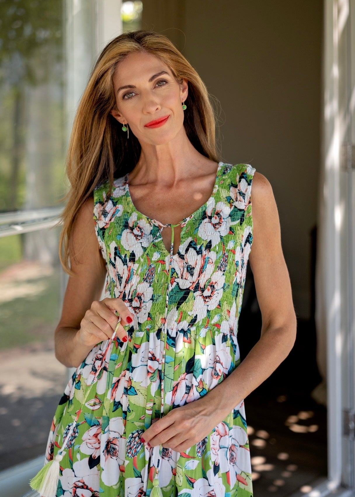 View our Maribella Maxi Dress With Floral Print In Green - by Tribute Store