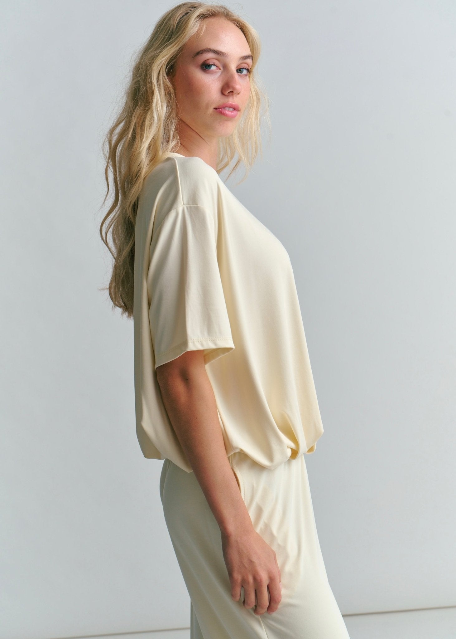 View our Maui Butter Feel Bubble Tee In Butter Yellow - by Tribute Store