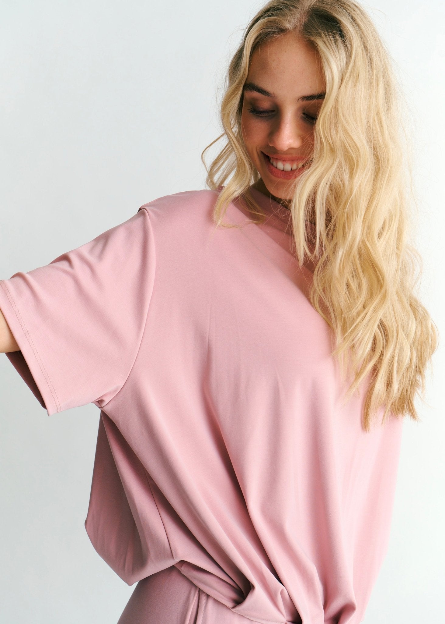 View our Maui Butter Feel Bubble Tee In Dirty Pink - by Tribute Store