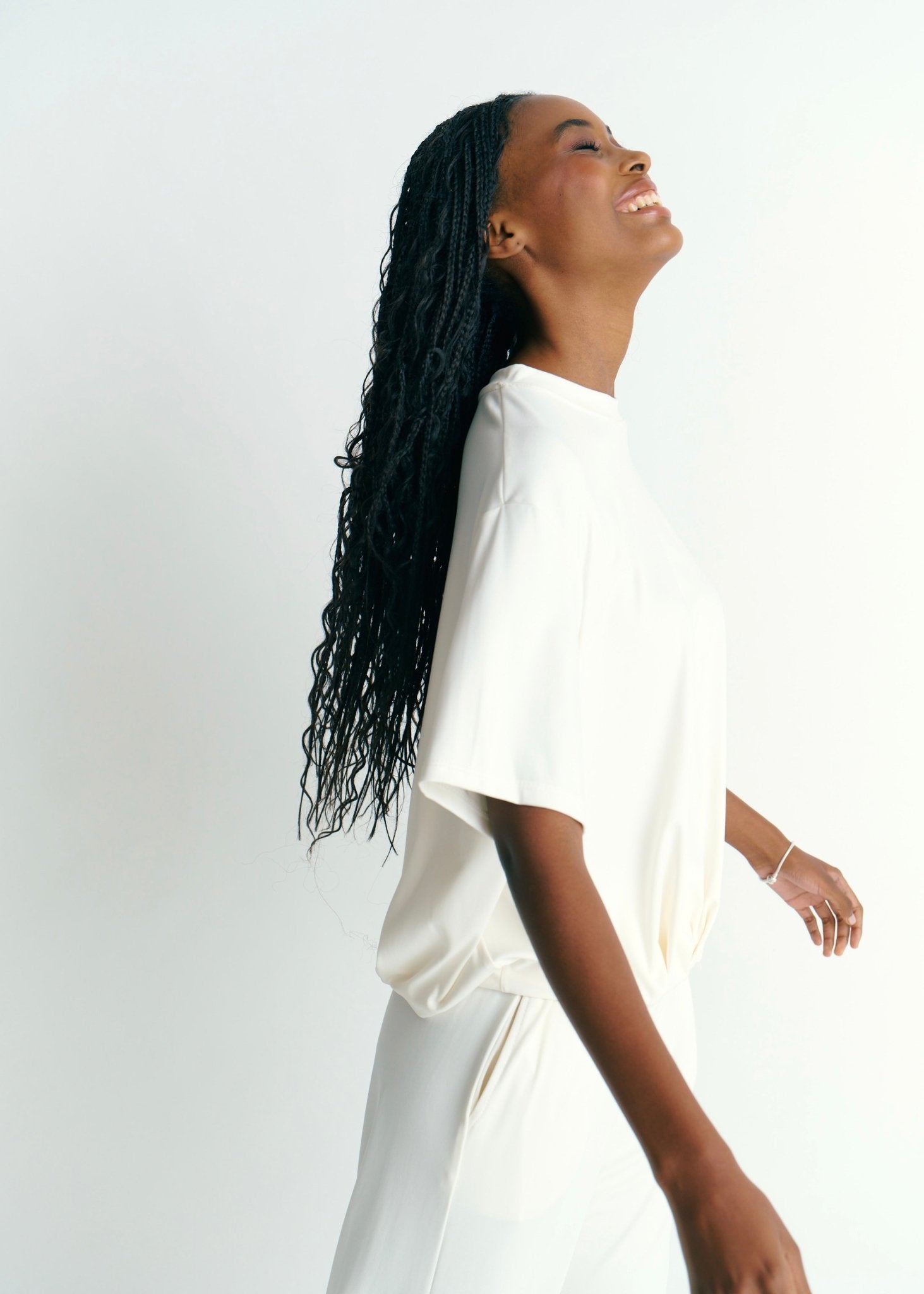 View our Maui Butter Feel Bubble Tee In Off White - by Tribute Store