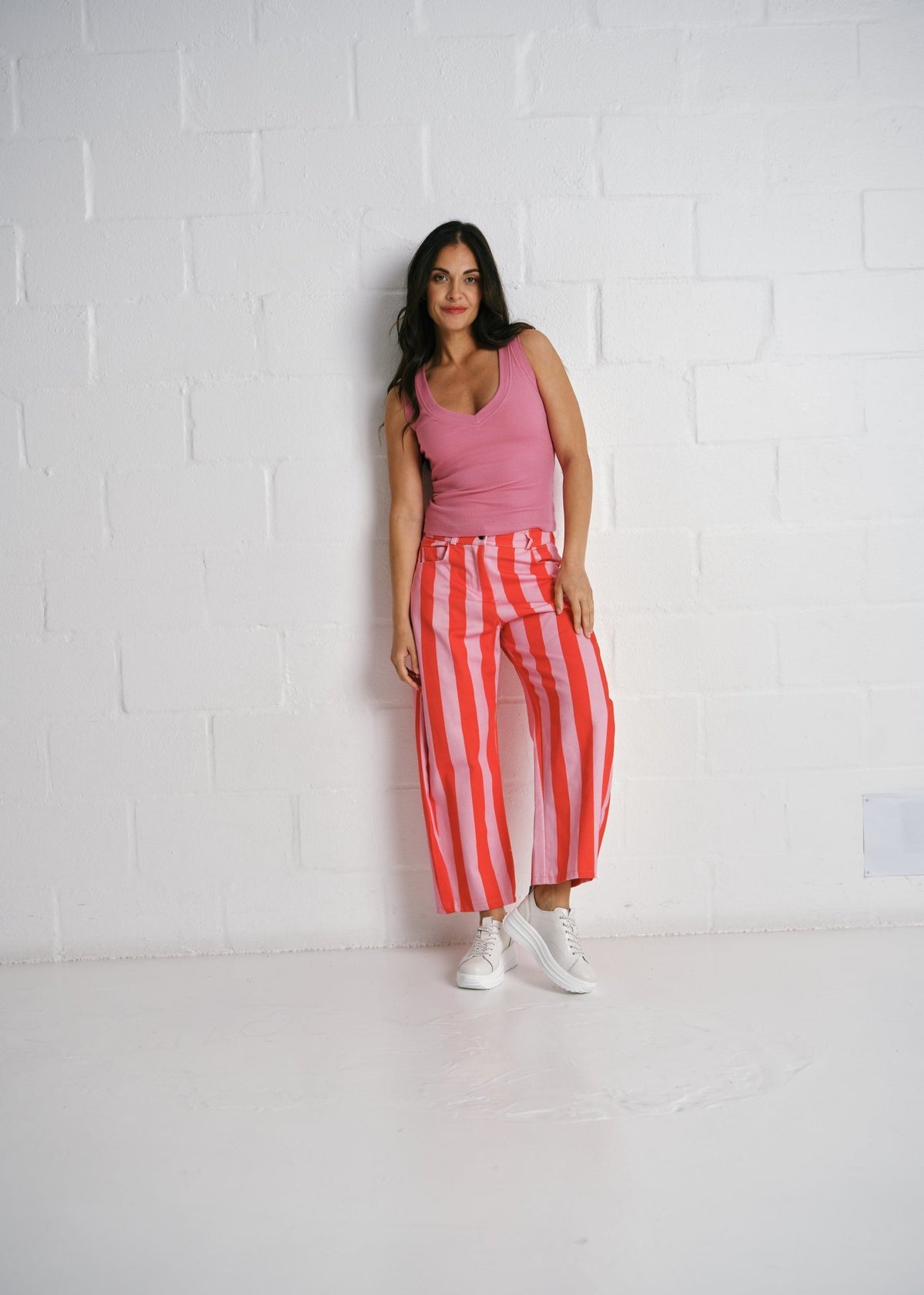 View our Menorca Ribbed V Neck In Pink - by Tribute Store
