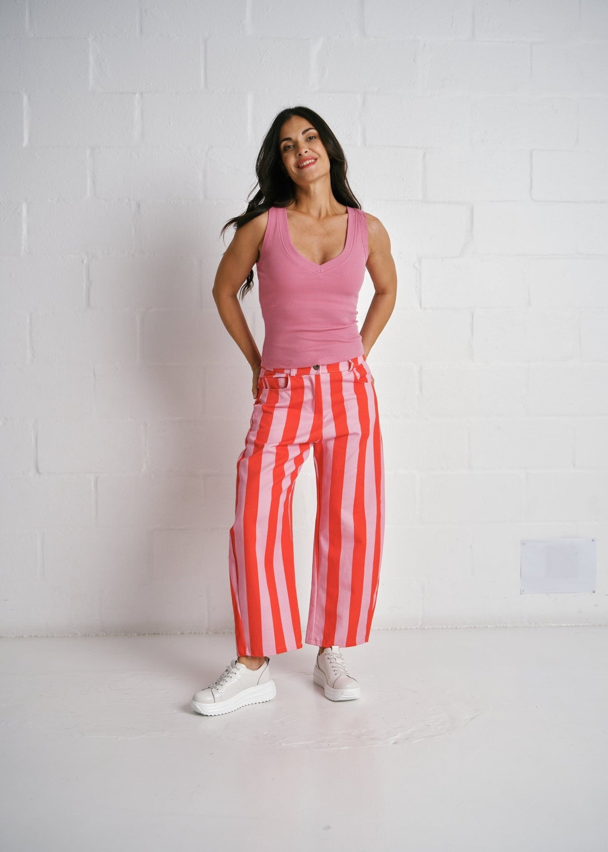 View our Menorca Ribbed V Neck In Pink - by Tribute Store