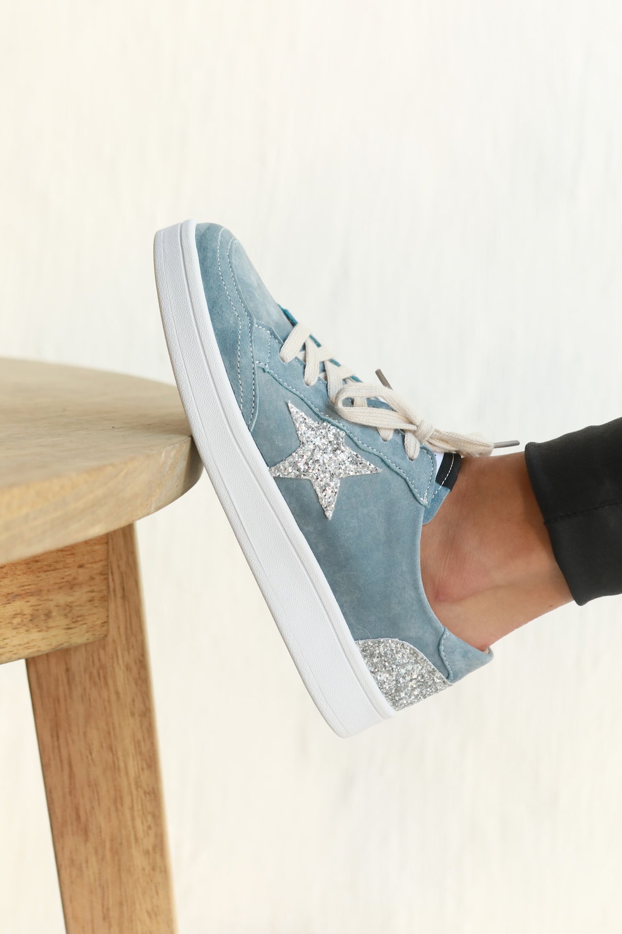 View our Mia Leather Sneaker In Light Blue - by Tribute Store