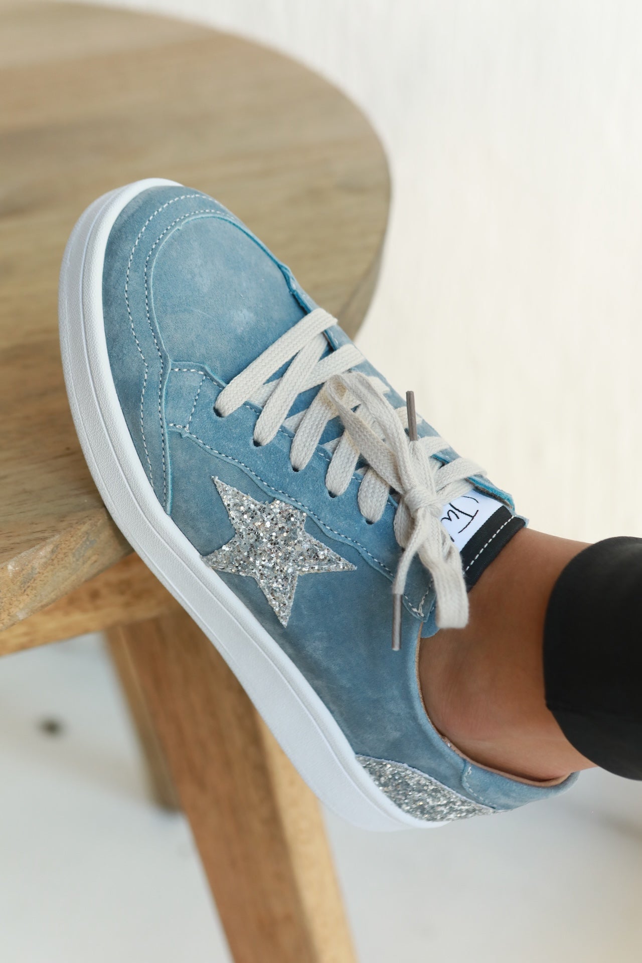 View our Mia Leather Sneaker In Light Blue - by Tribute Store