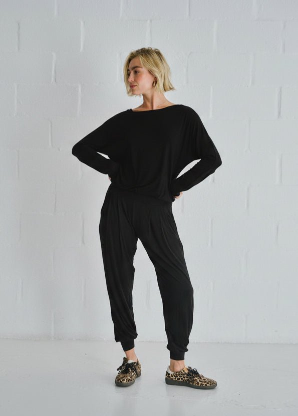 View our Mila Lounge Jumpsuit In Black - by Tribute Store