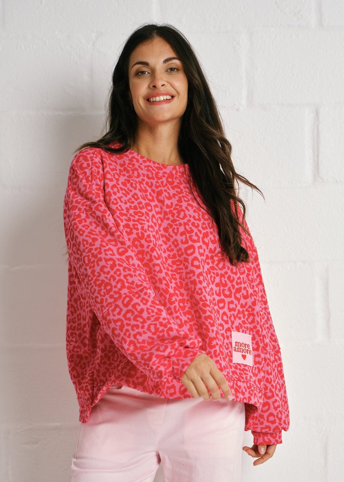 View our More Amore Leopard Sweat In Pink - by Tribute Store