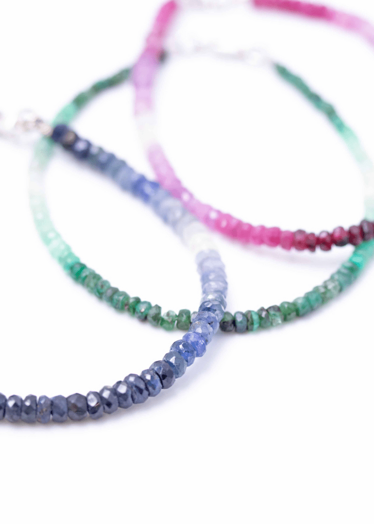 View our Natural Ruby Ombre Button Stone Bracelet - by Tribute Store