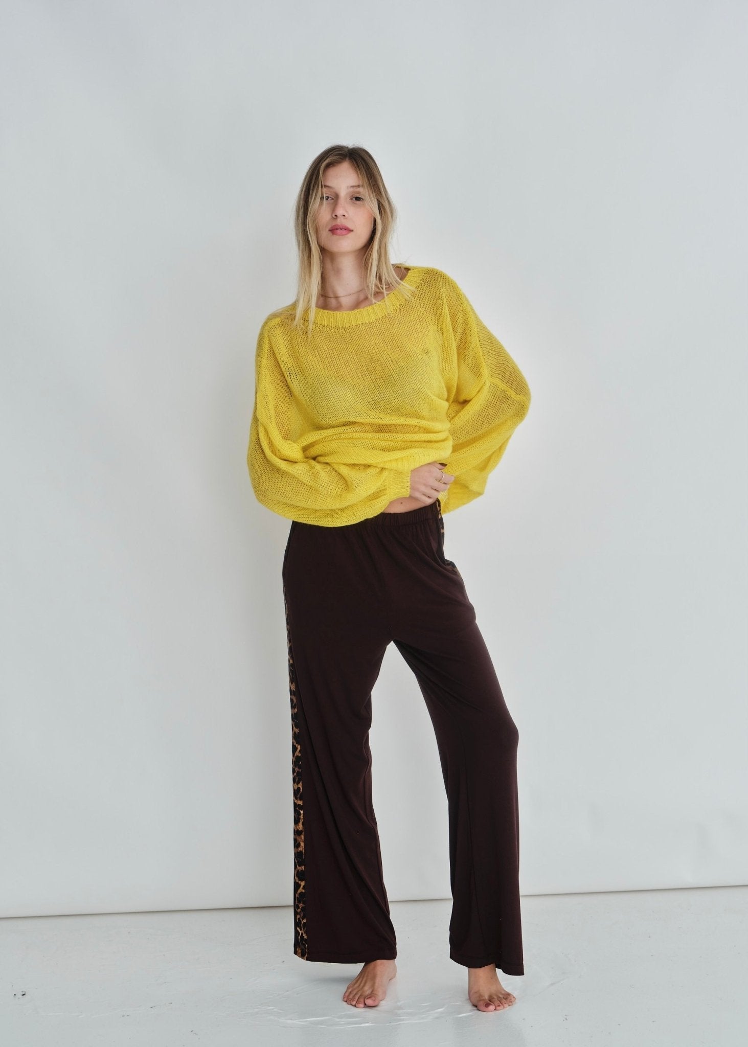 View our Nikita Styled Pants With Animal Contrast In Chocolate - by Tribute Store