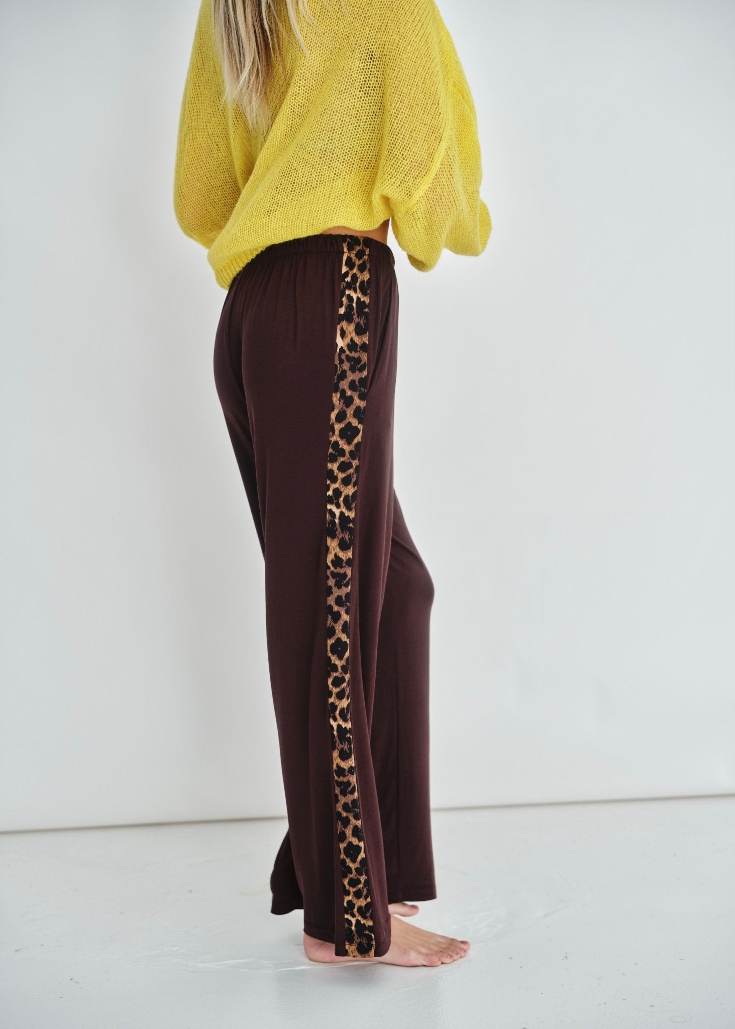 View our Nikita Styled Pants With Animal Contrast In Chocolate - by Tribute Store