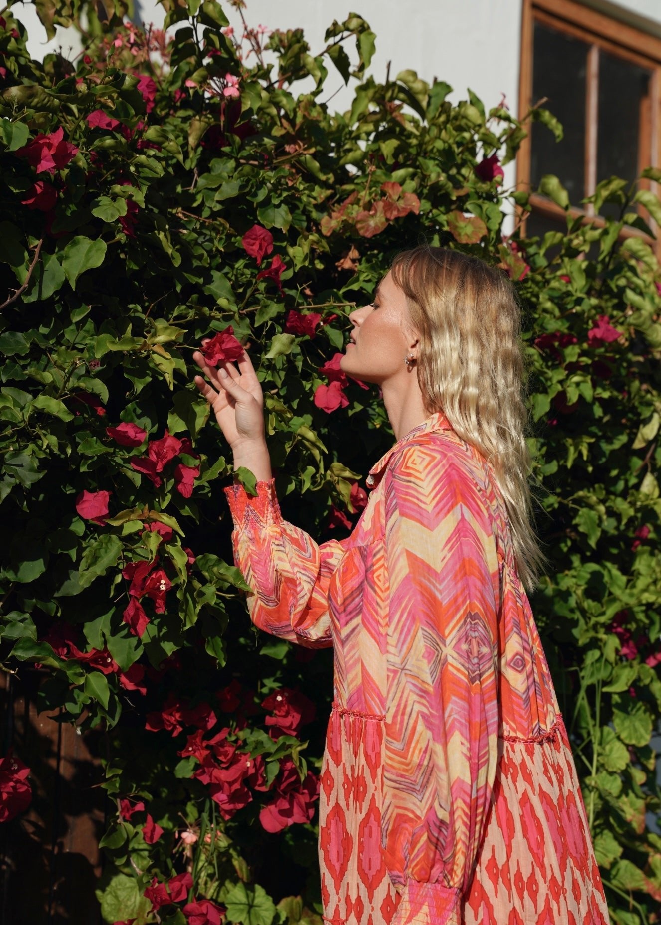 View our Olsen Cotton Long Sleeved Maxi Dress With Orange Zig Zag Print - by Tribute Store