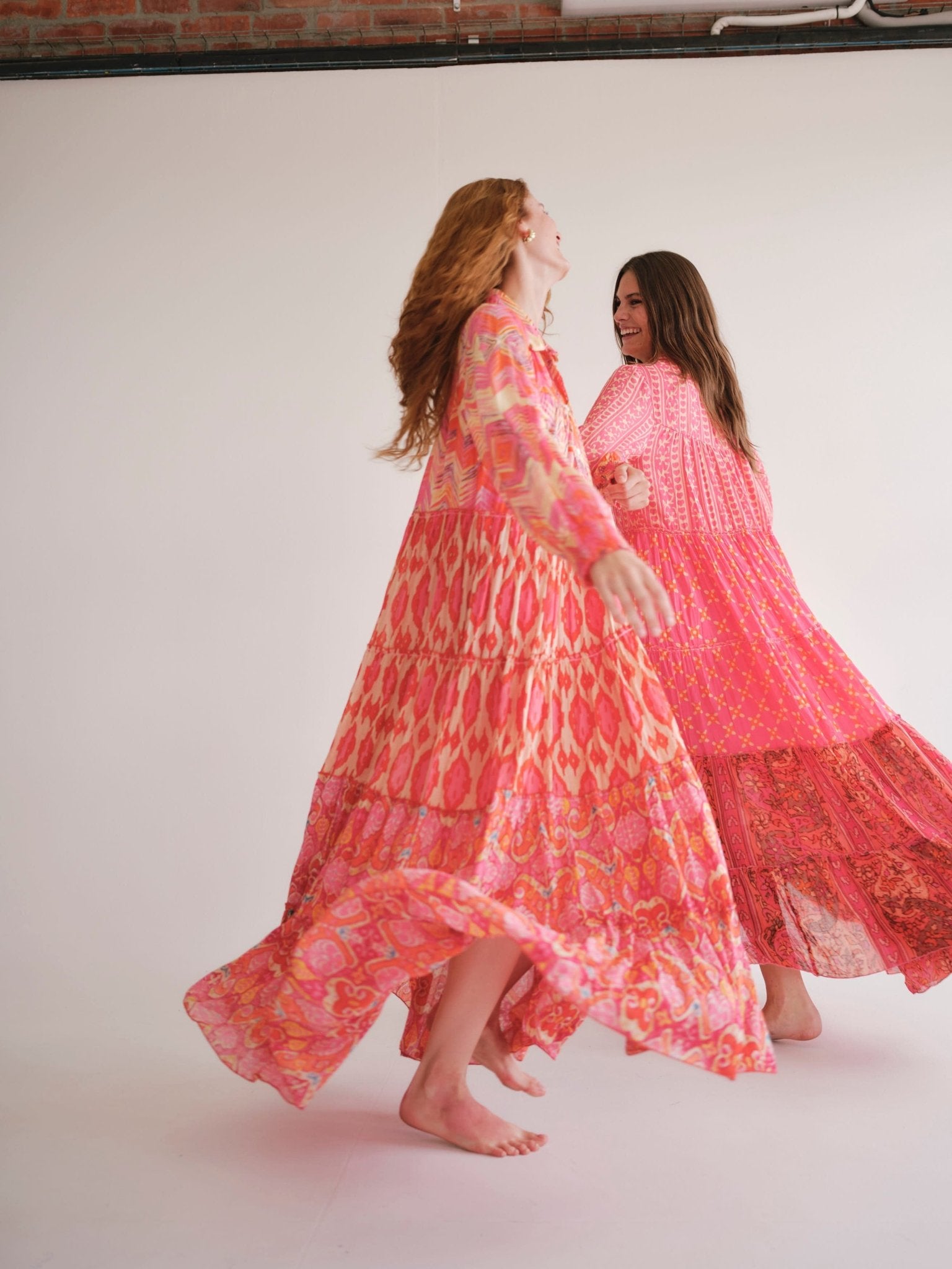 View our Olsen Cotton Long Sleeved Maxi Dress With Pink And Orange Floral - by Tribute Store