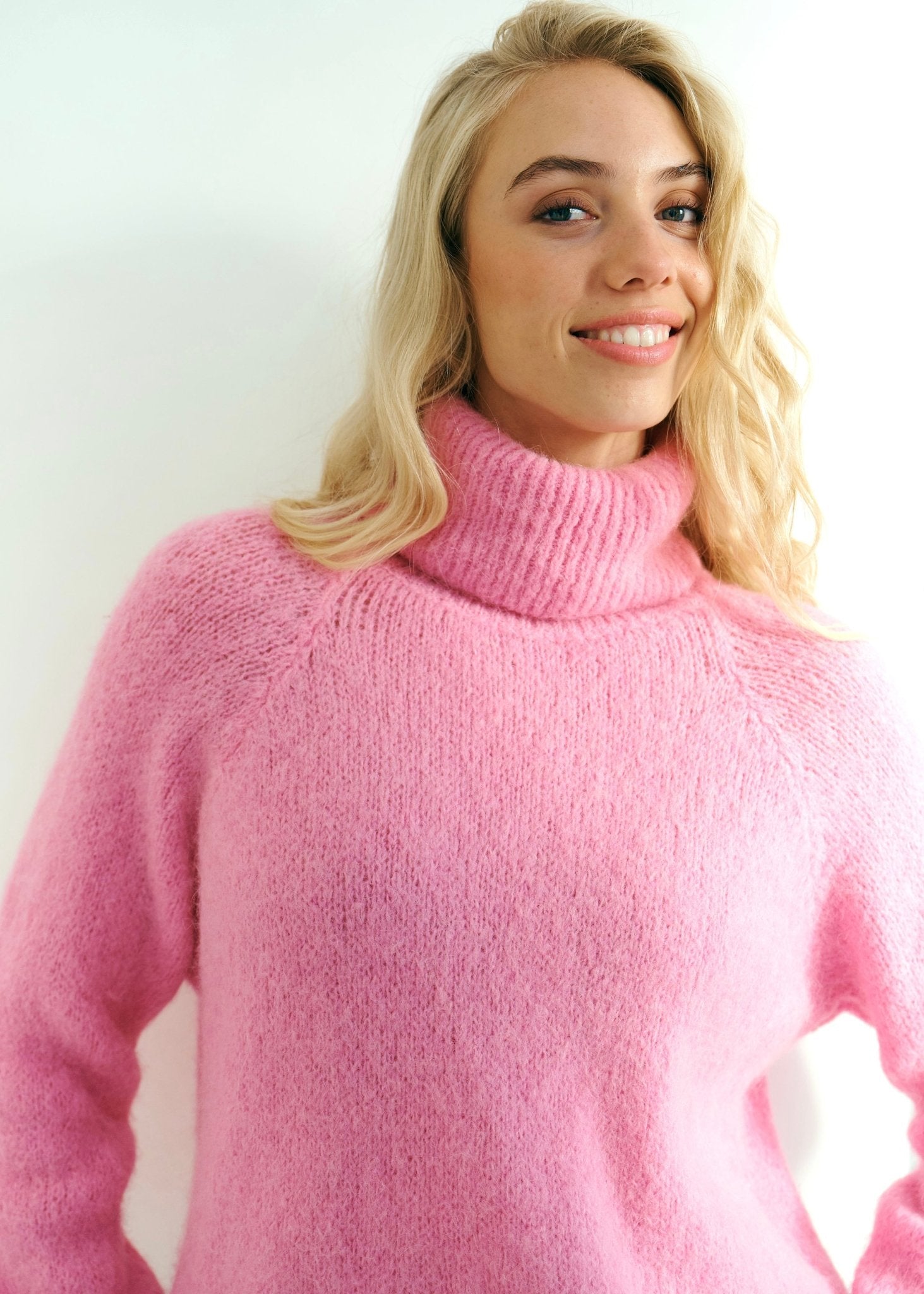 View our Oslo Oversized Polo Neck Knit In Blush Pink - by Tribute Store