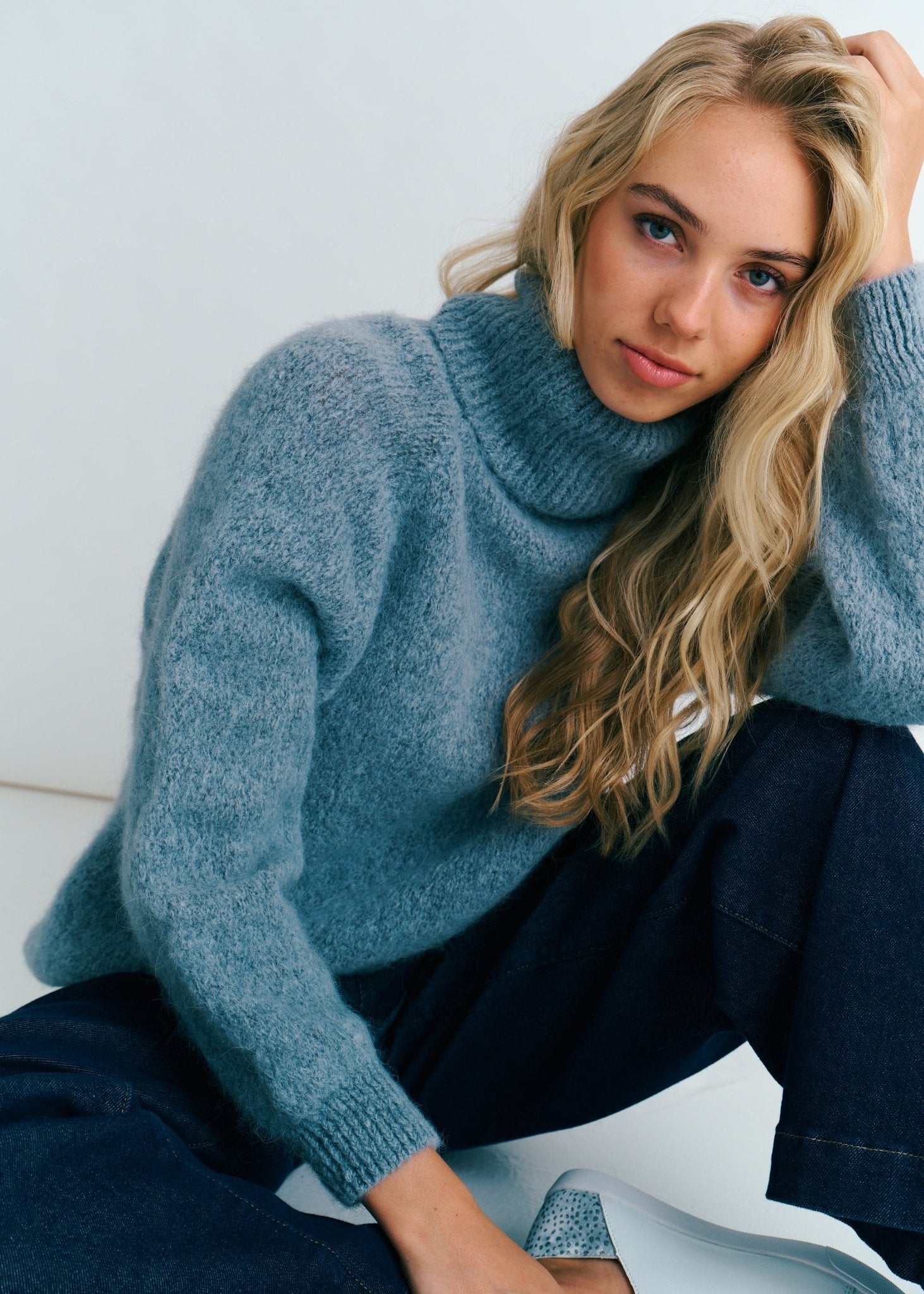 View our Oslo Oversized Polo Neck Knit In Grey - by Tribute Store