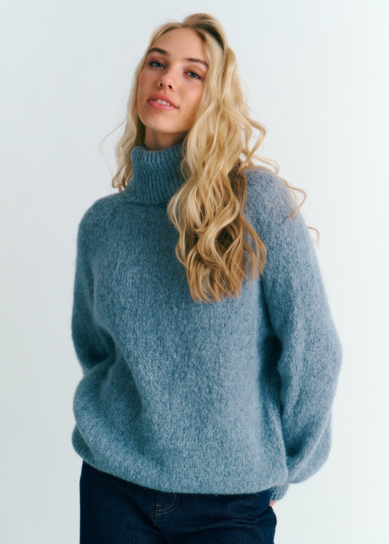 View our Oslo Oversized Polo Neck Knit In Grey - by Tribute Store