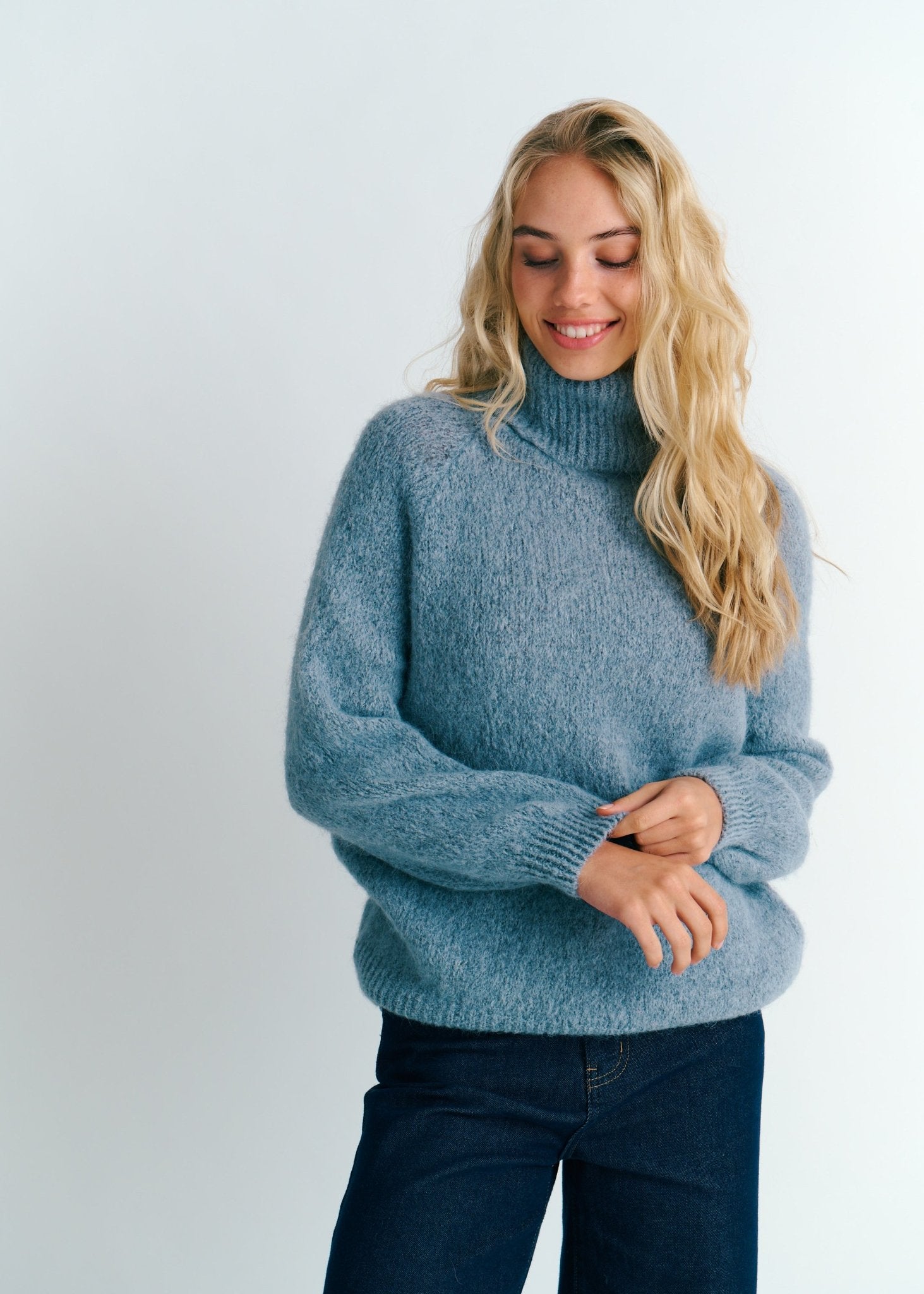 View our Oslo Oversized Polo Neck Knit In Grey - by Tribute Store