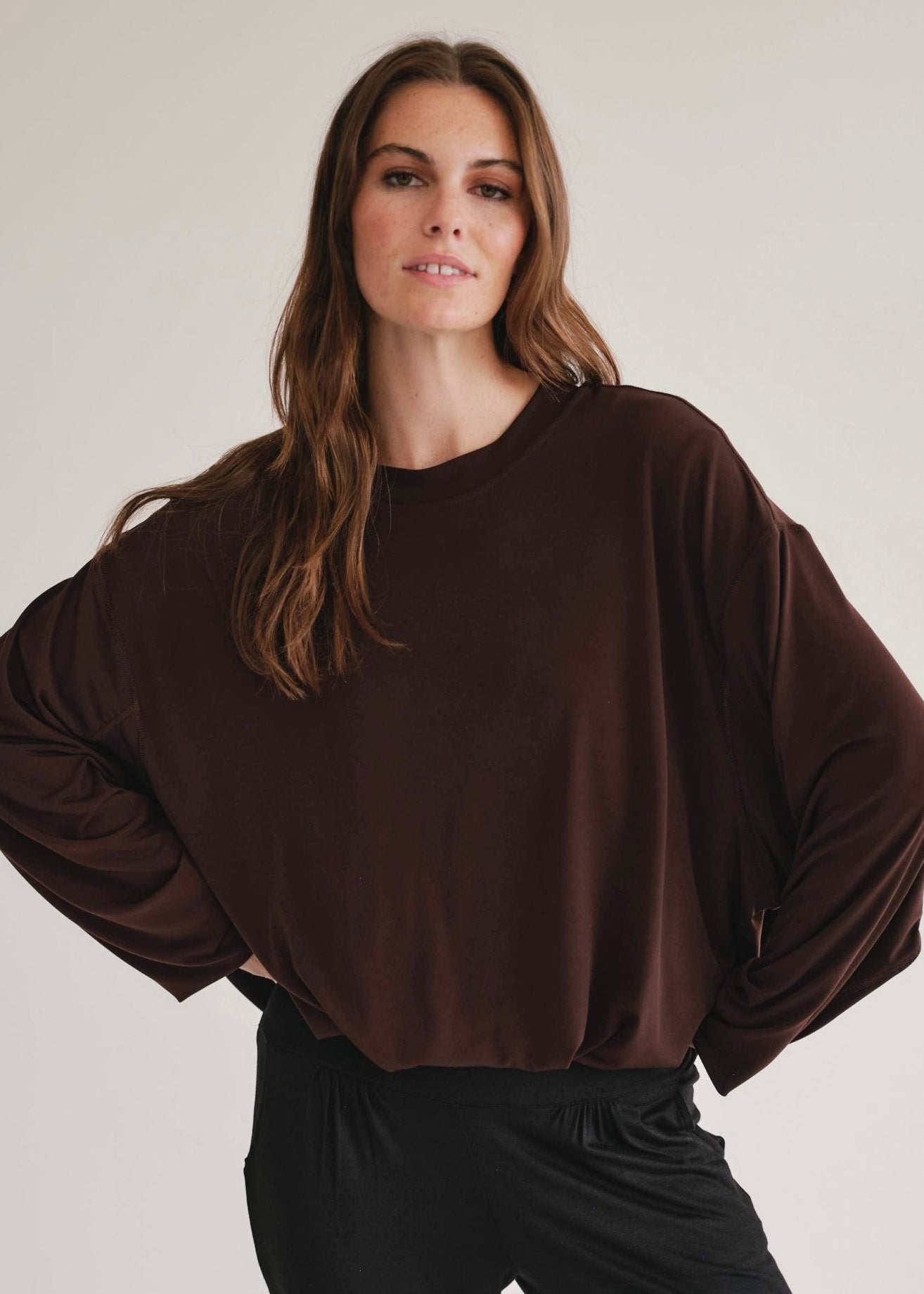 View our Oversized Batwing Top In Chocolate - by Tribute Store