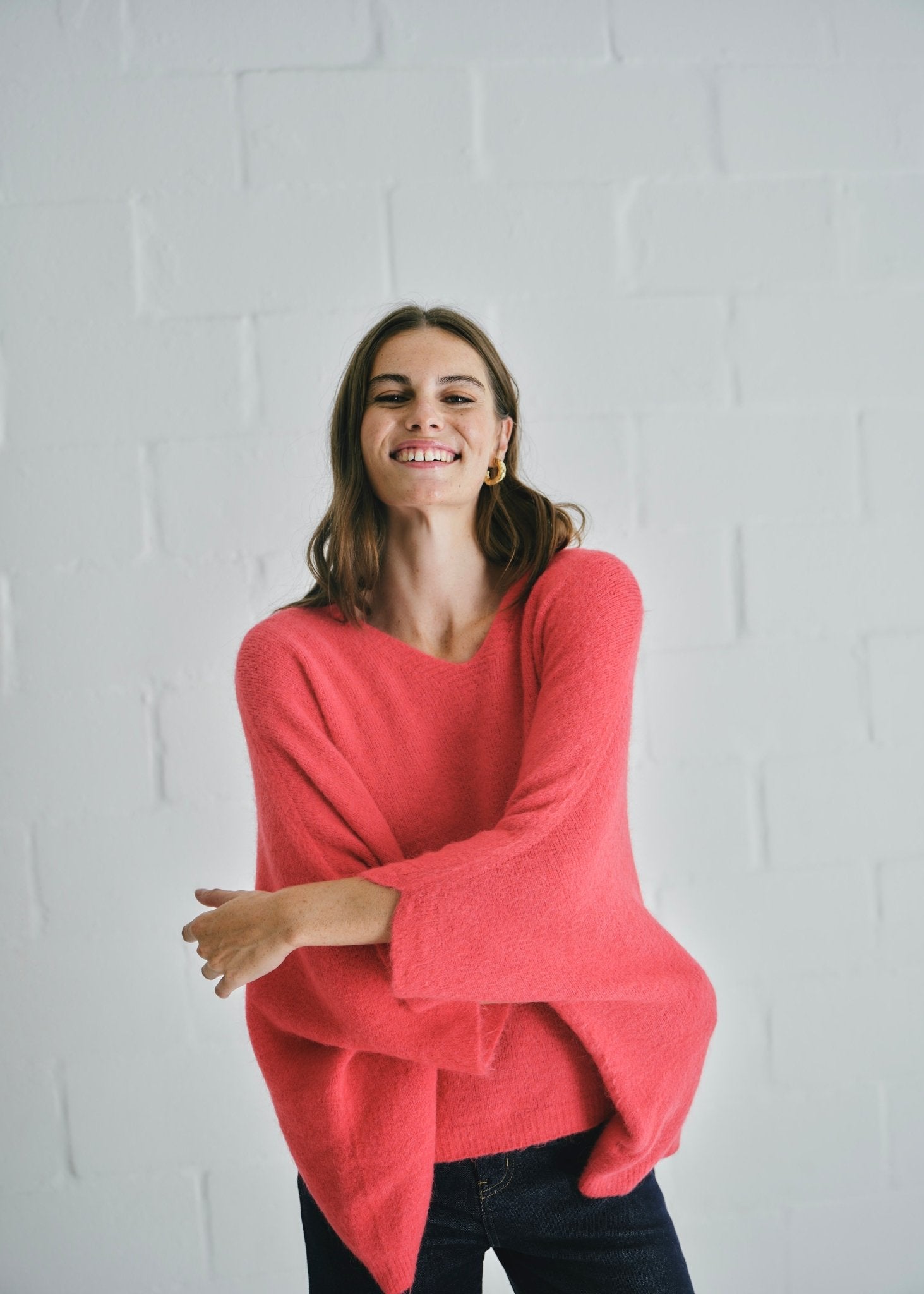 View our Palermo Italian Batwing Knit In Coral - by Tribute Store