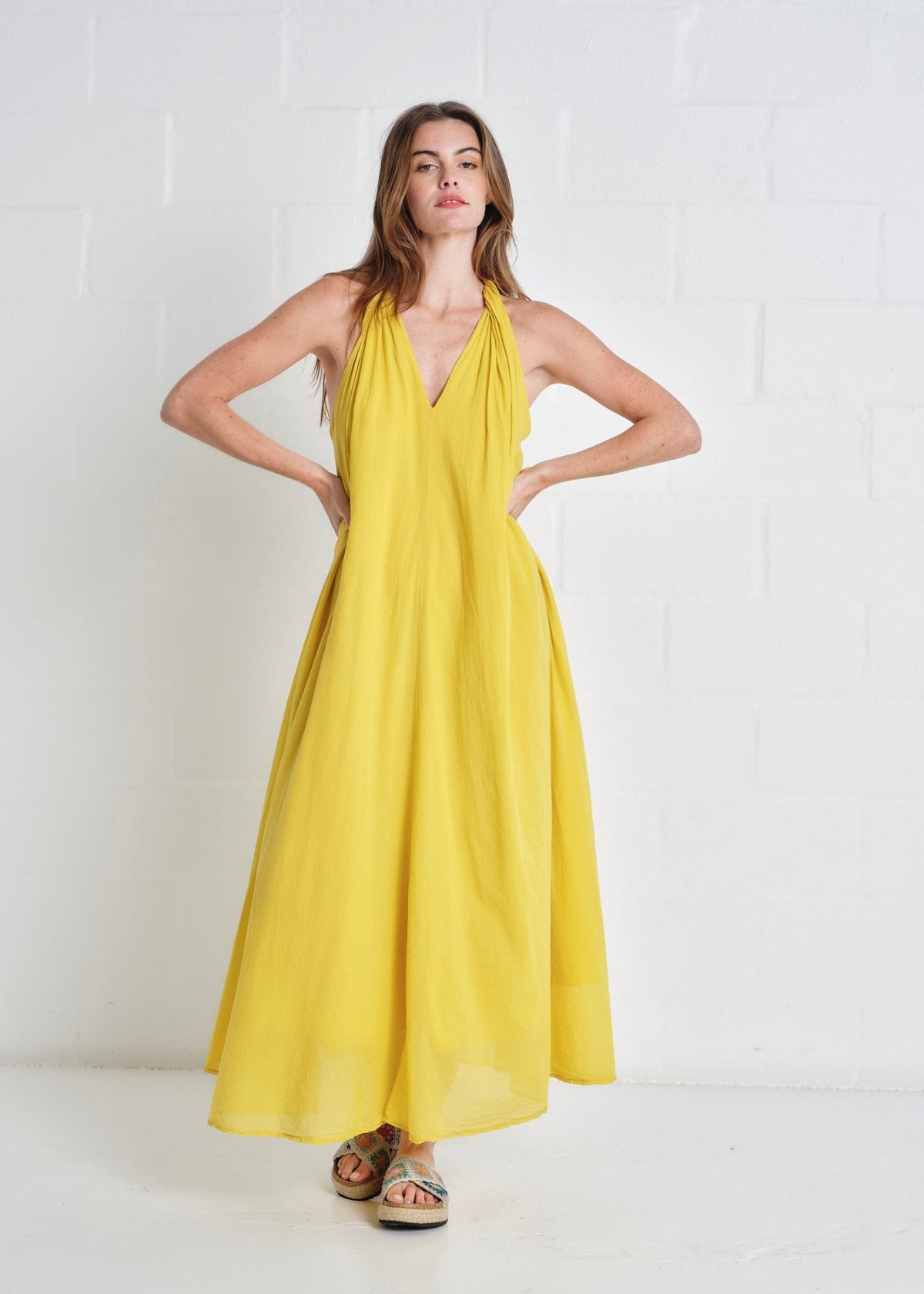 View our Panama Twisted Shoulder Maxi In Mustard - by Tribute Store