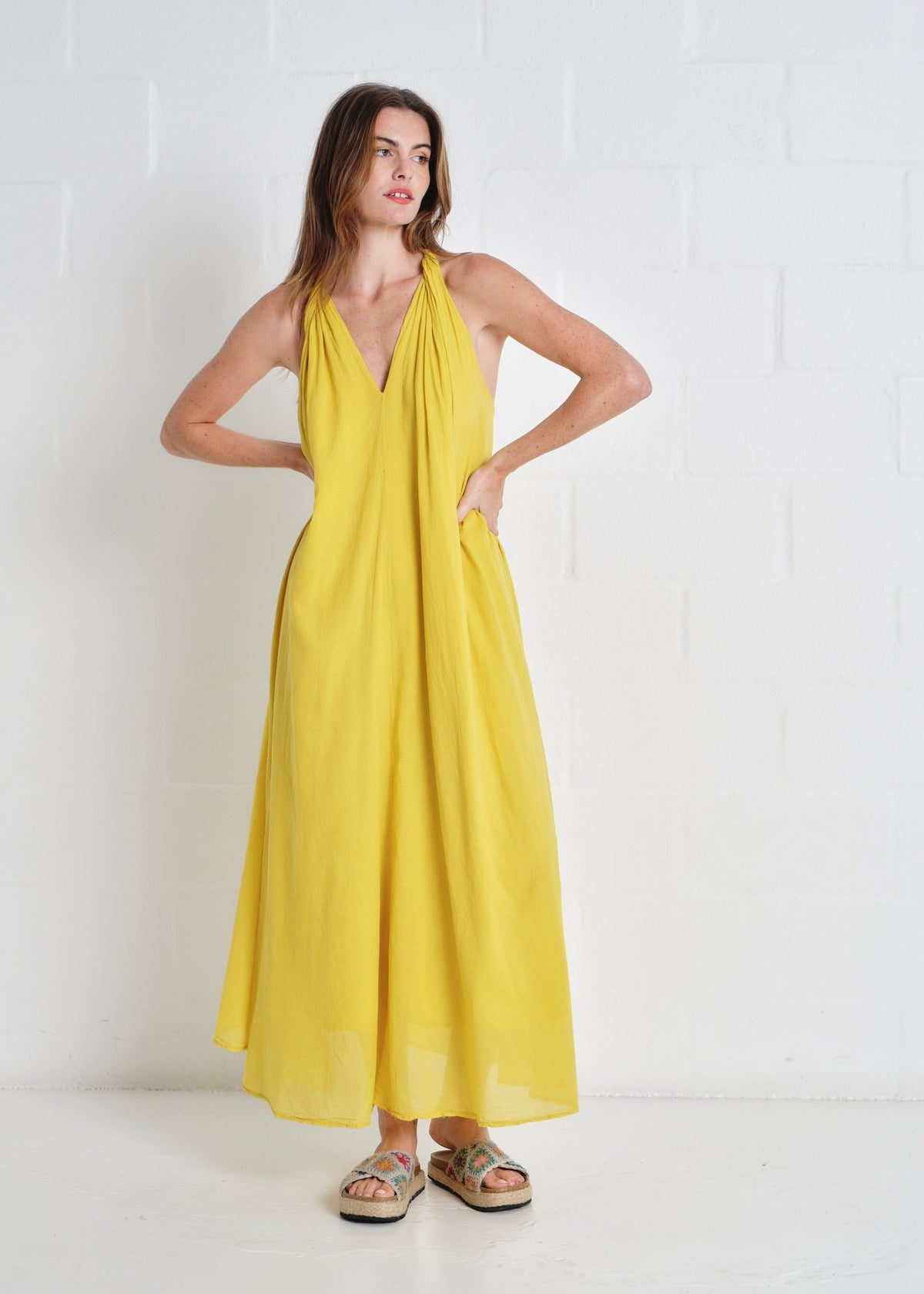 View our Panama Twisted Shoulder Maxi In Mustard - by Tribute Store