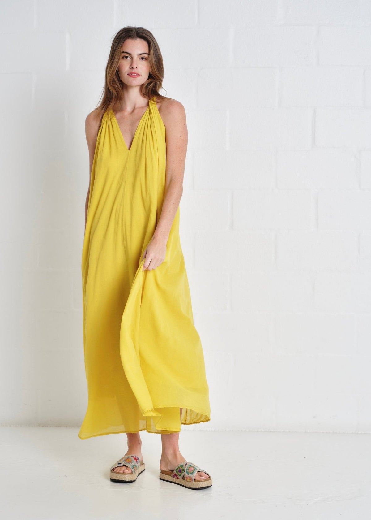 View our Panama Twisted Shoulder Maxi In Mustard - by Tribute Store