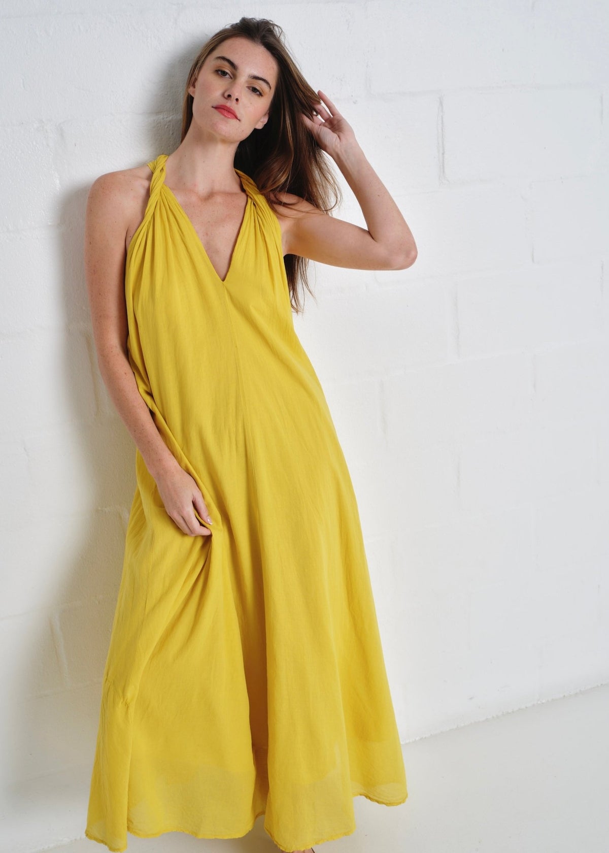 View our Panama Twisted Shoulder Maxi In Mustard - by Tribute Store