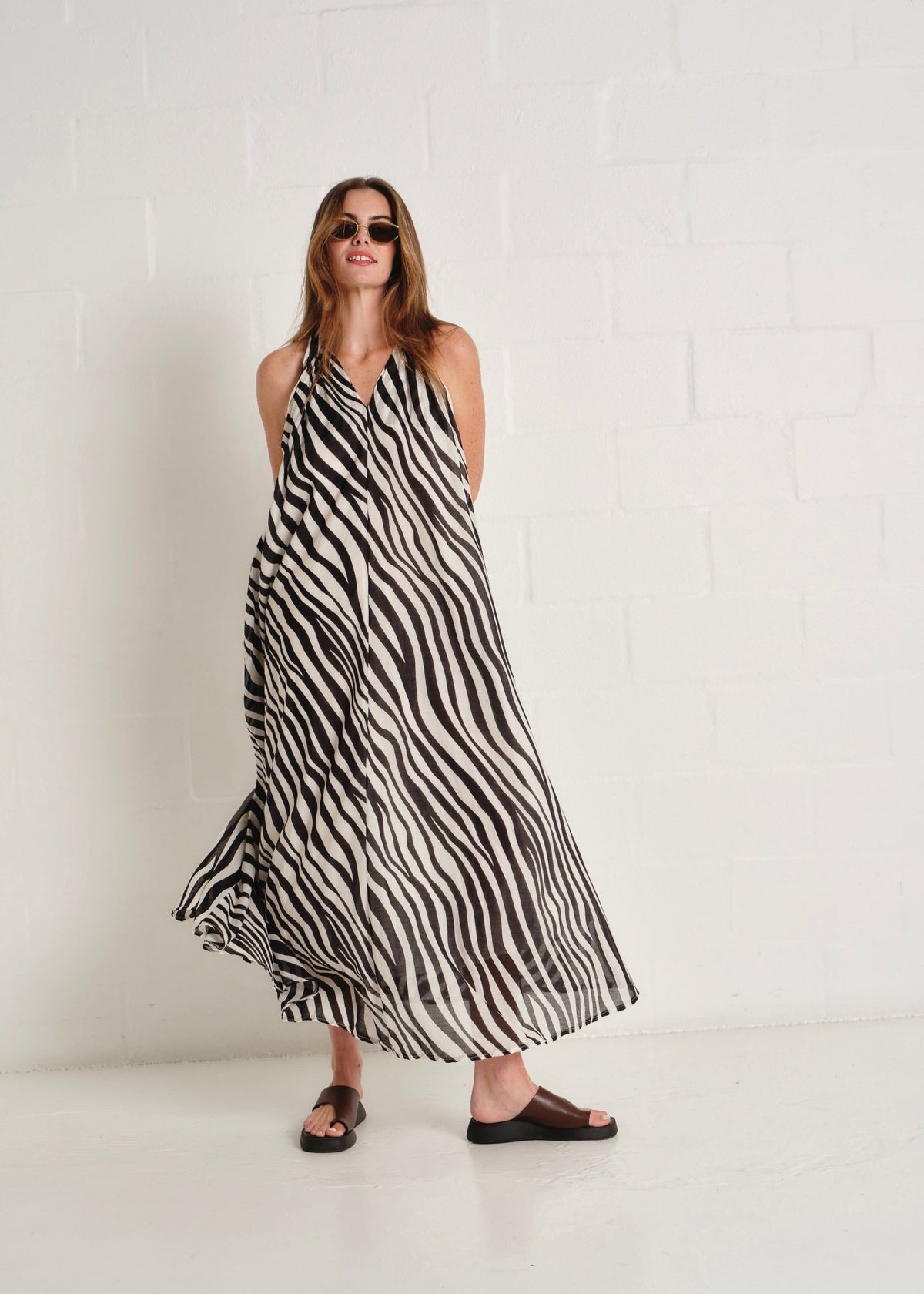 View our Panama Zebra Maxi Dress In Black And White - by Tribute Store