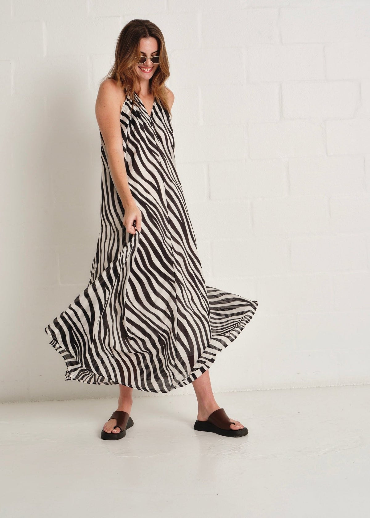 View our Panama Zebra Maxi Dress In Black And White - by Tribute Store