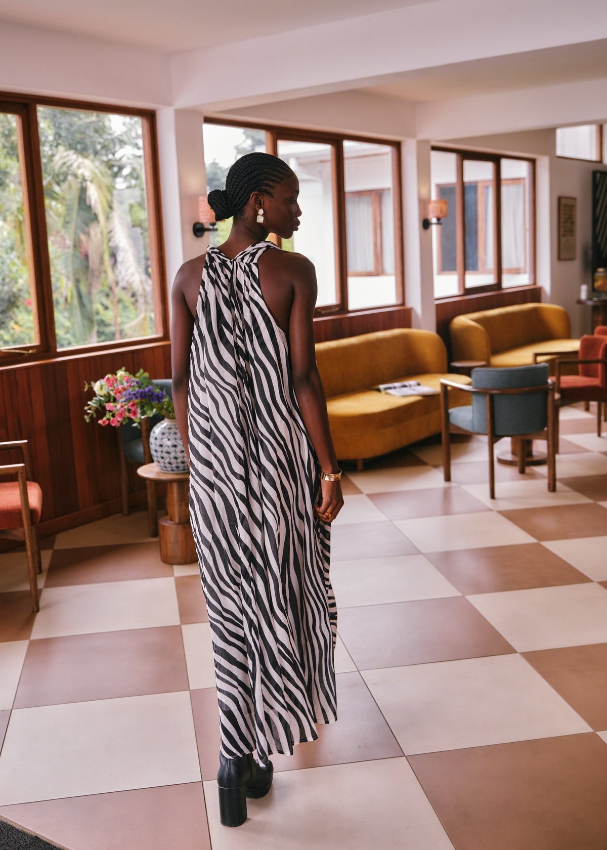 View our Panama Zebra Maxi Dress In Black And White - by Tribute Store
