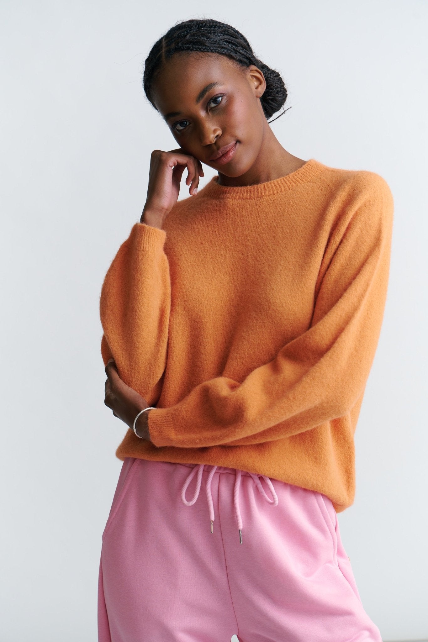 View our Pasadena Crew Neck Long Sleeve Jumper In Burnt Orange - by Tribute Store