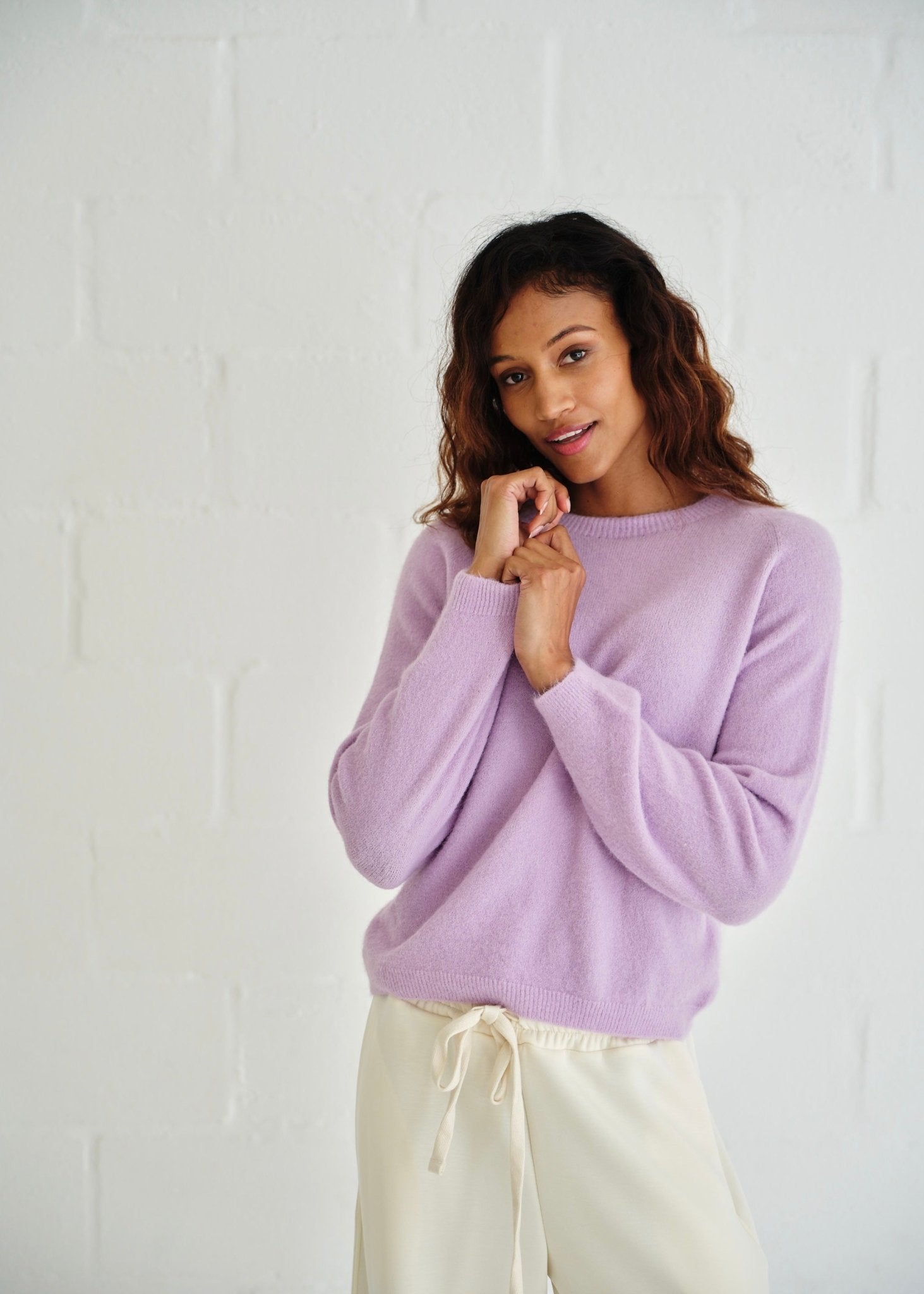 View our Pasadena Crew Neck Long Sleeve Jumper In Lilac - by Tribute Store