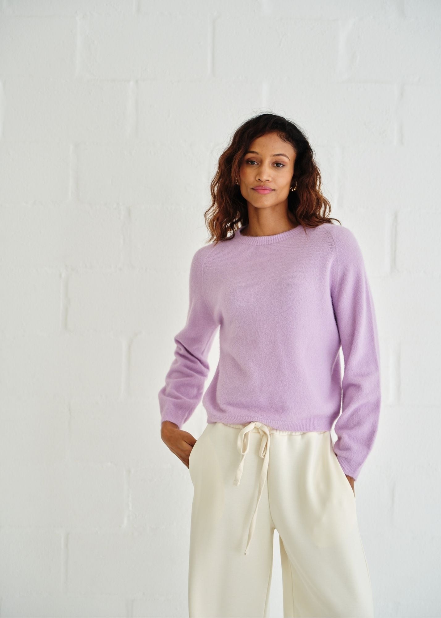 View our Pasadena Crew Neck Long Sleeve Jumper In Lilac - by Tribute Store