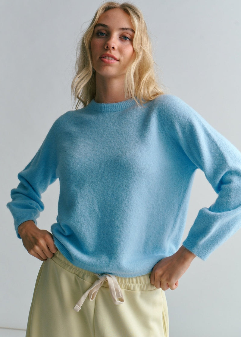 View our Pasadena Crew Neck Long Sleeve Jumper In Sky Blue - by Tribute Store