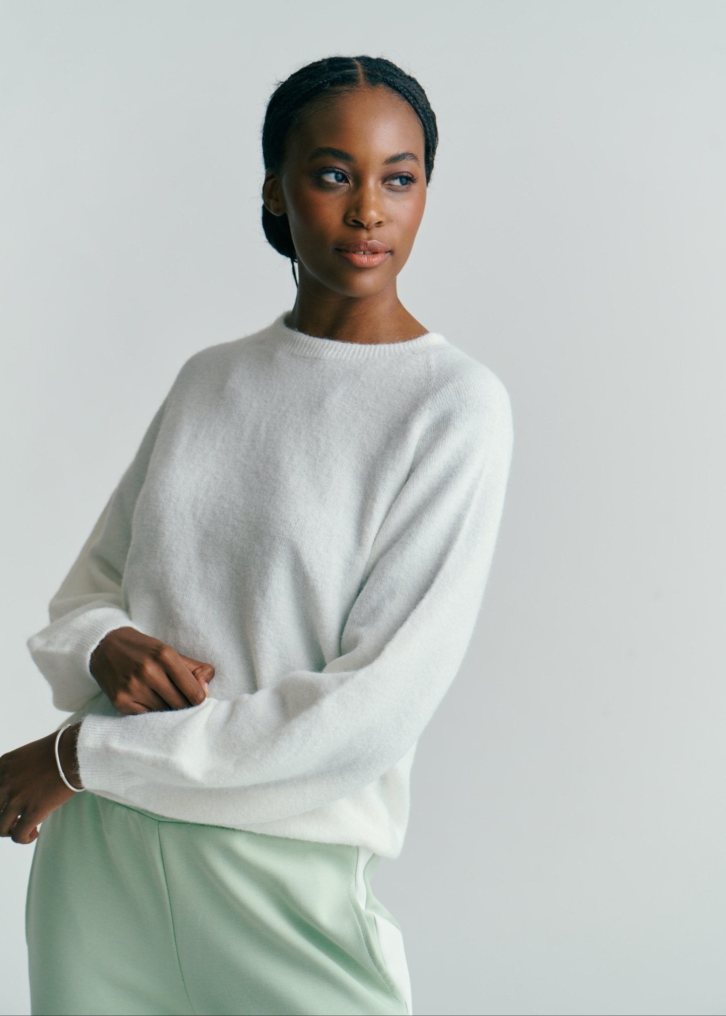 View our Pasadena Crew Neck Long Sleeve Jumper In White - by Tribute Store