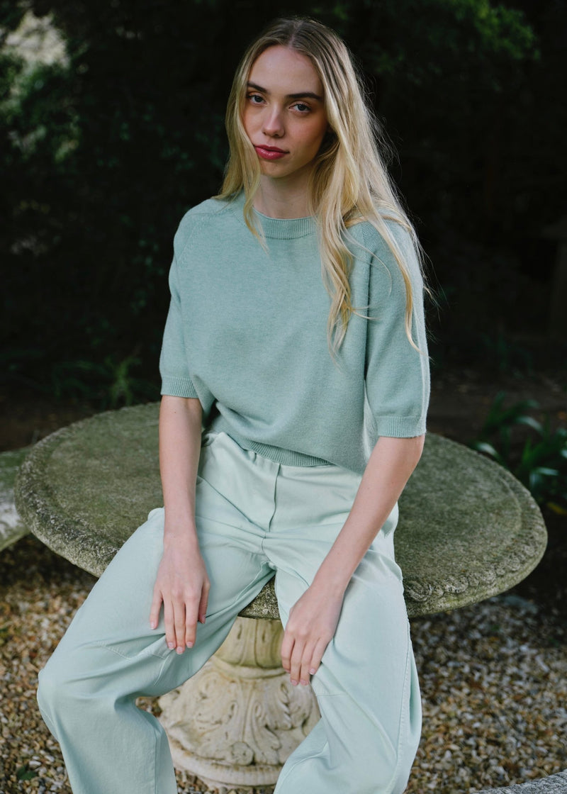 View our Piana Italian Butter Soft Crew Neck Knit In Green - by Tribute Store