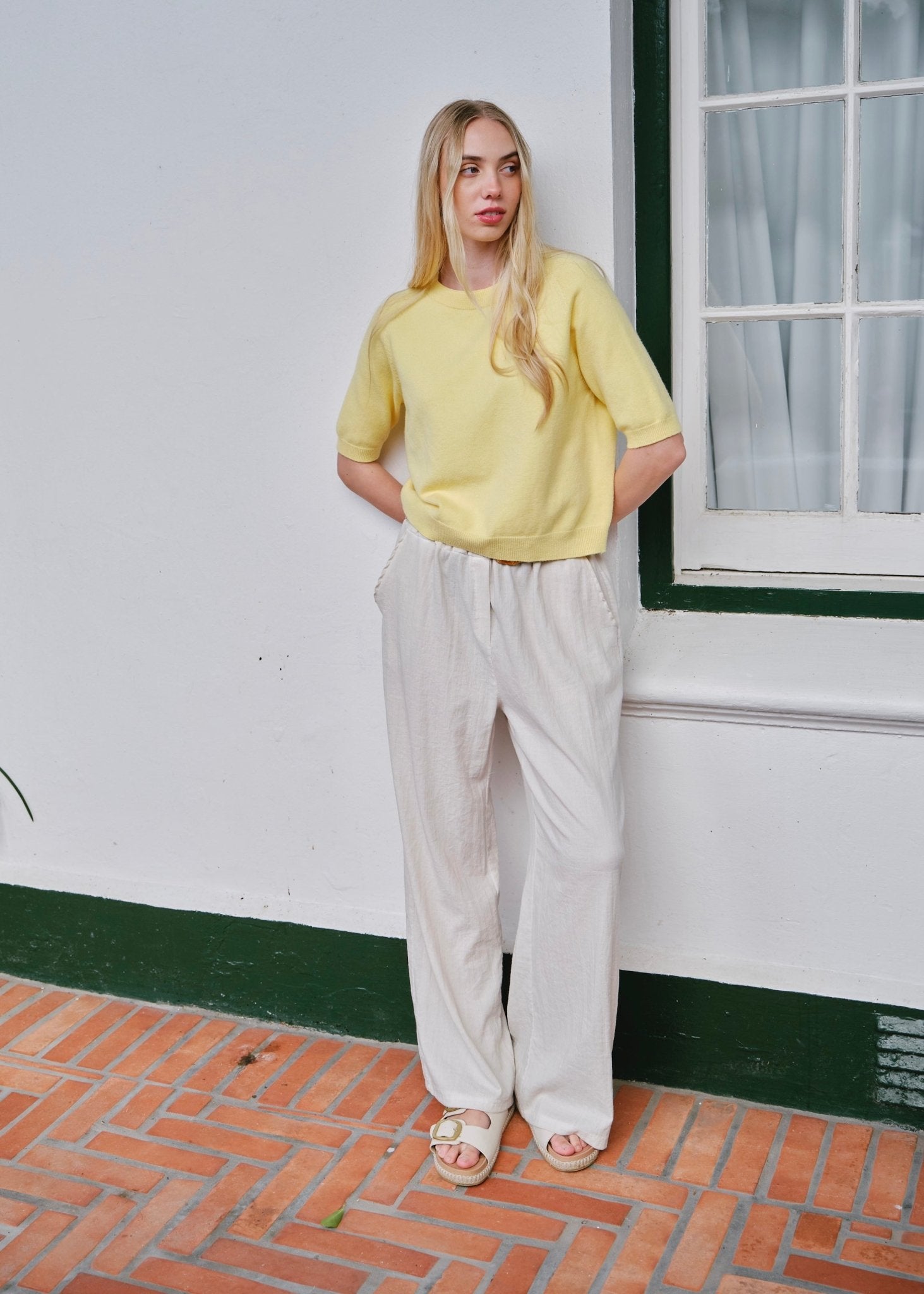 View our Piana Italian Butter Soft Crew Neck Knit Yellow - by Tribute Store