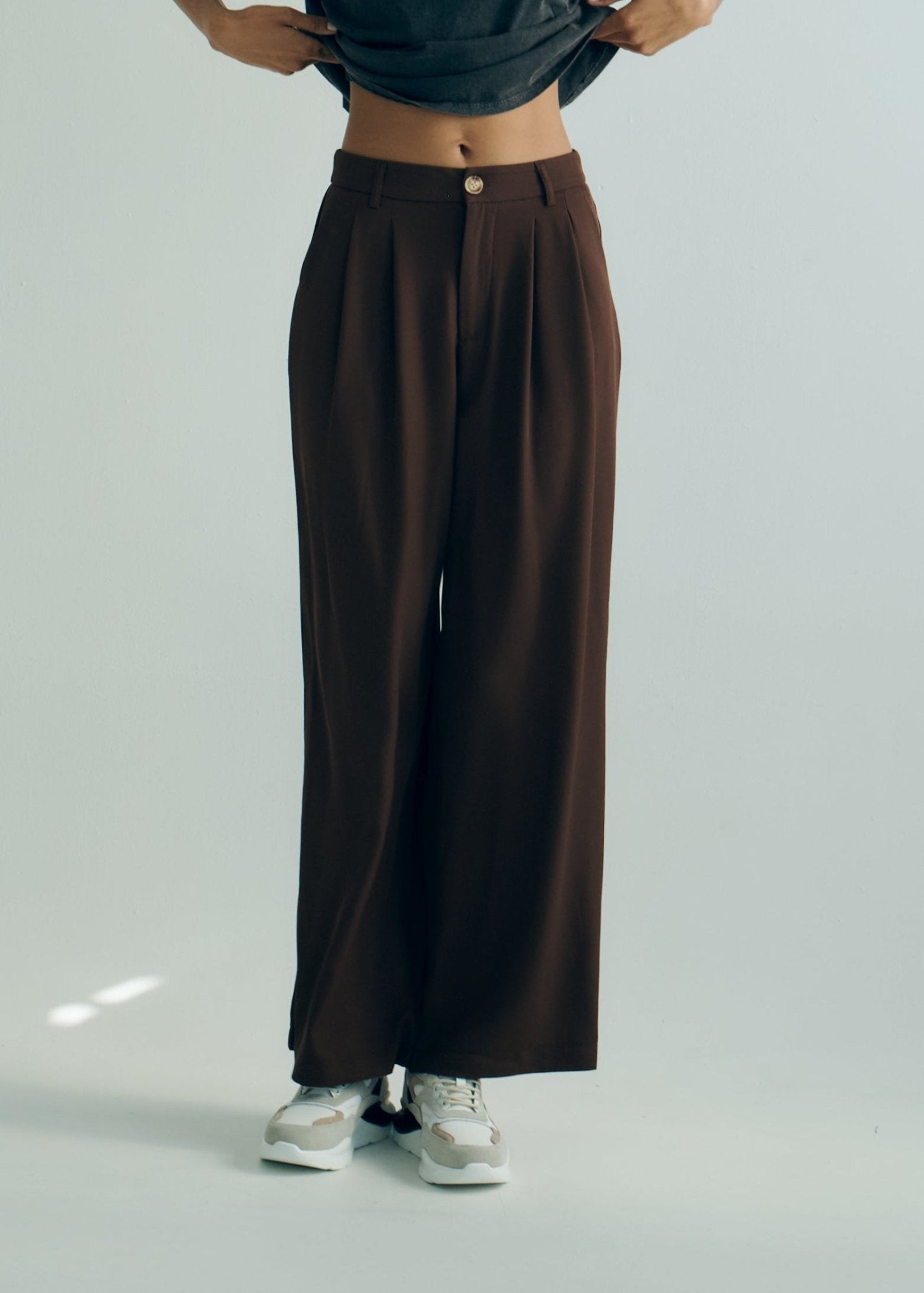 View our Pleated Trousers in Chocolate Brown - by Tribute Store