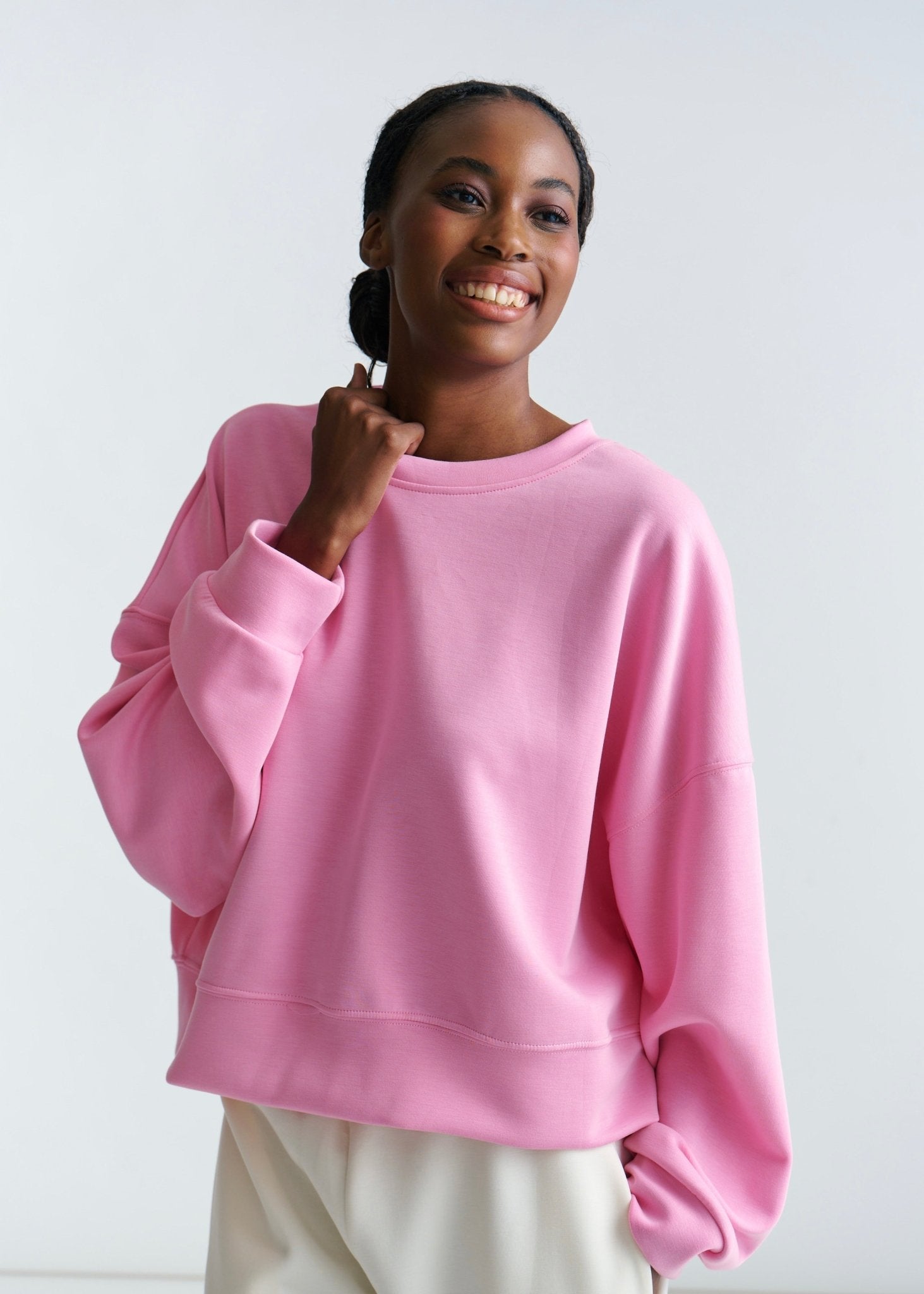 View our Portland Crew Neck Cropped Sweater In Hot Pink - by Tribute Store