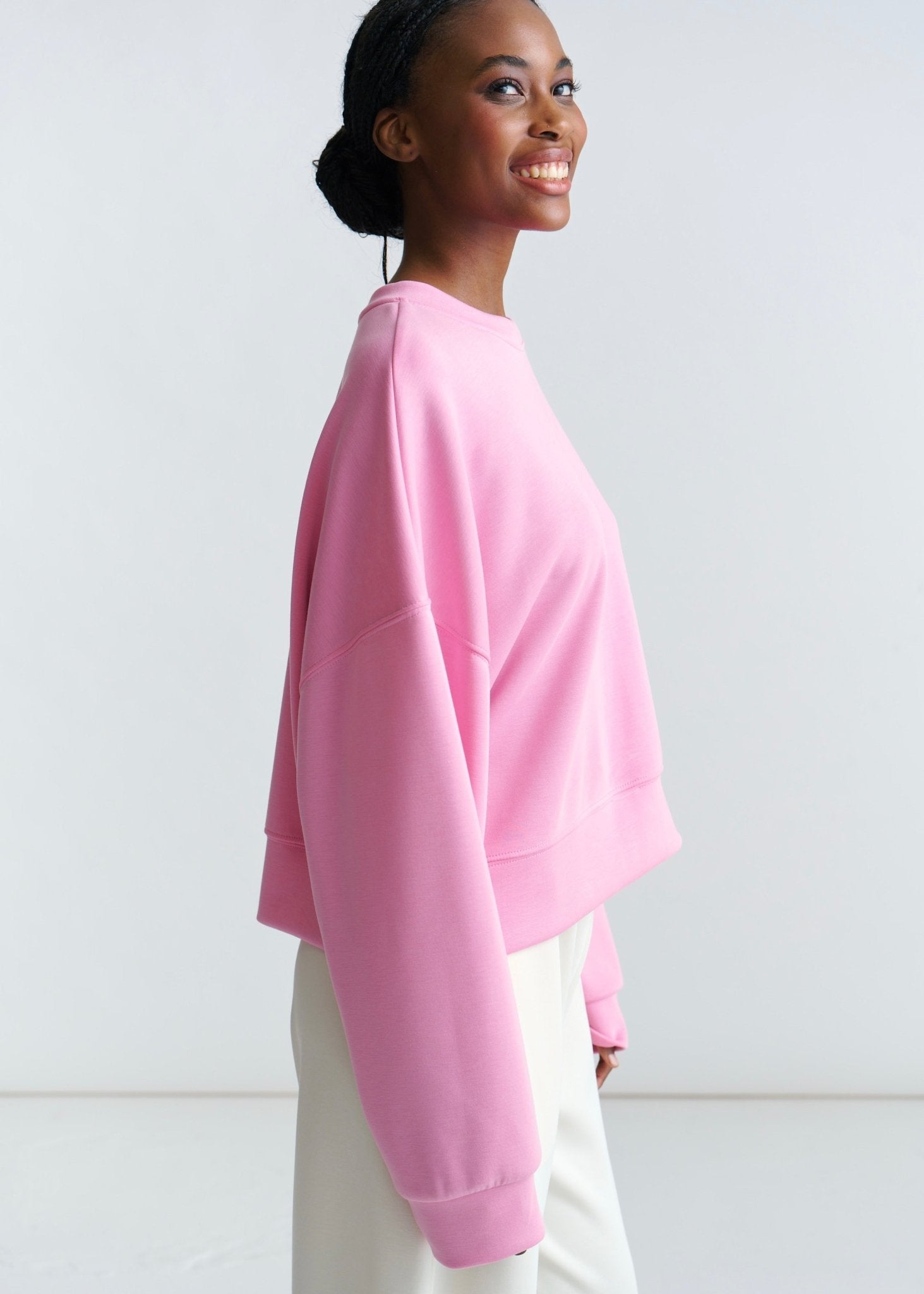 View our Portland Crew Neck Cropped Sweater In Hot Pink - by Tribute Store