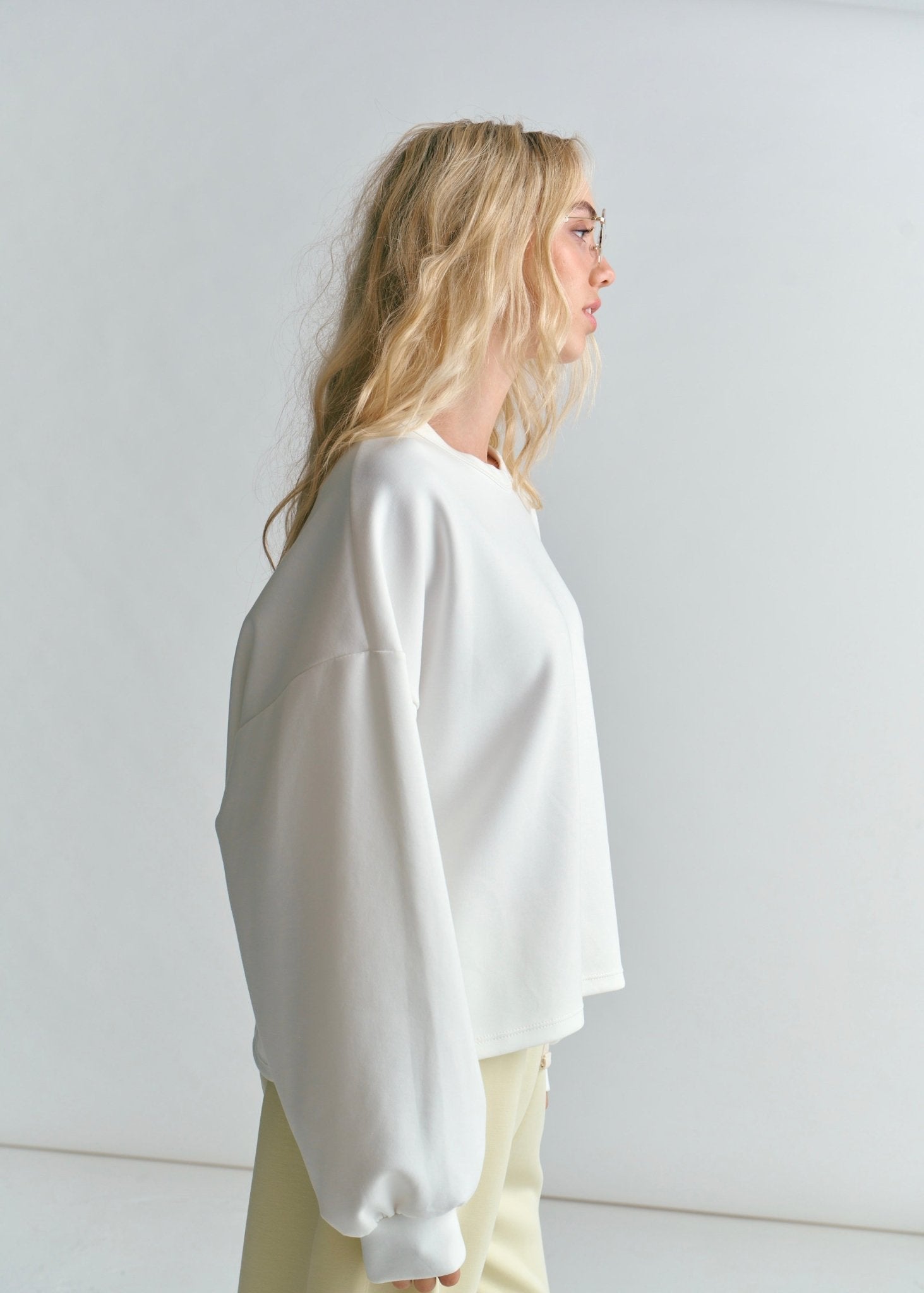 View our Portland Crew Neck Cropped Sweater In White - by Tribute Store