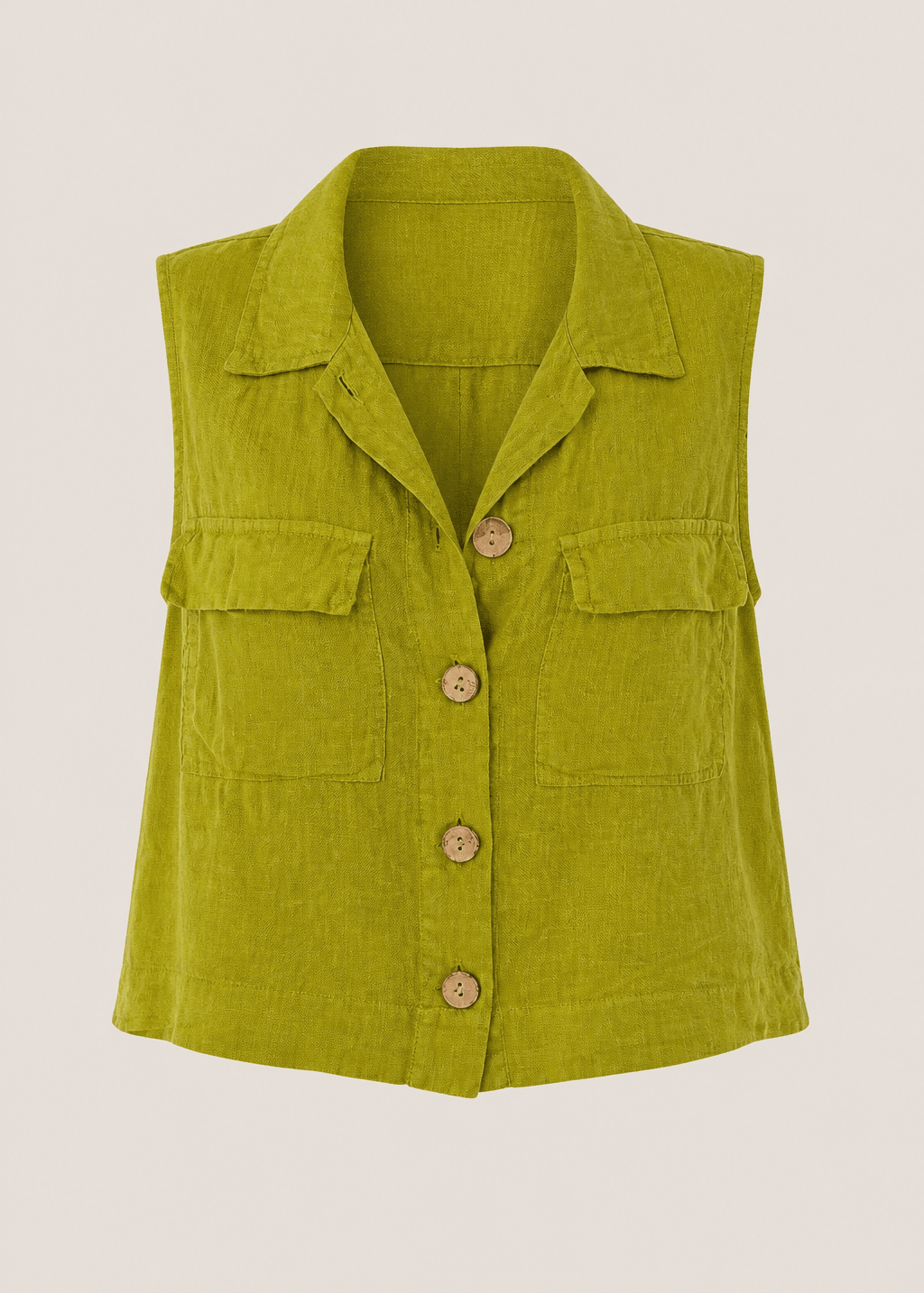 View our Positano Linen Sleeveless Waistcoat In Chartreuse - by Tribute Store