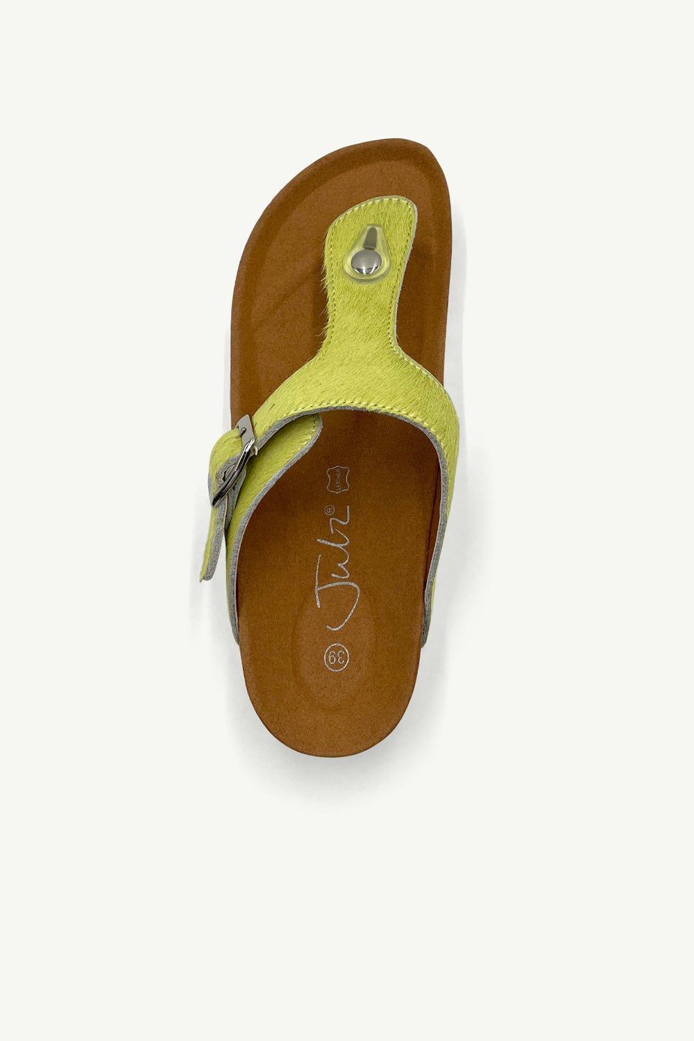 View our PRE ORDER: Julz Thong Sandal in Chartreuse - by Tribute Store